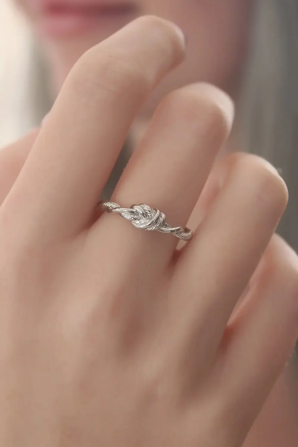 BFS Gümüş Renk Halat Düğüm Model Kadın Yüzük