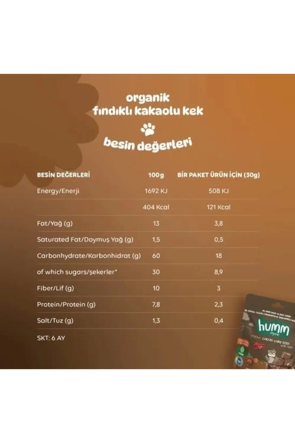 Bfs Humm Organik Fındıklı Kakaolu Vegan Kek 30 Gr