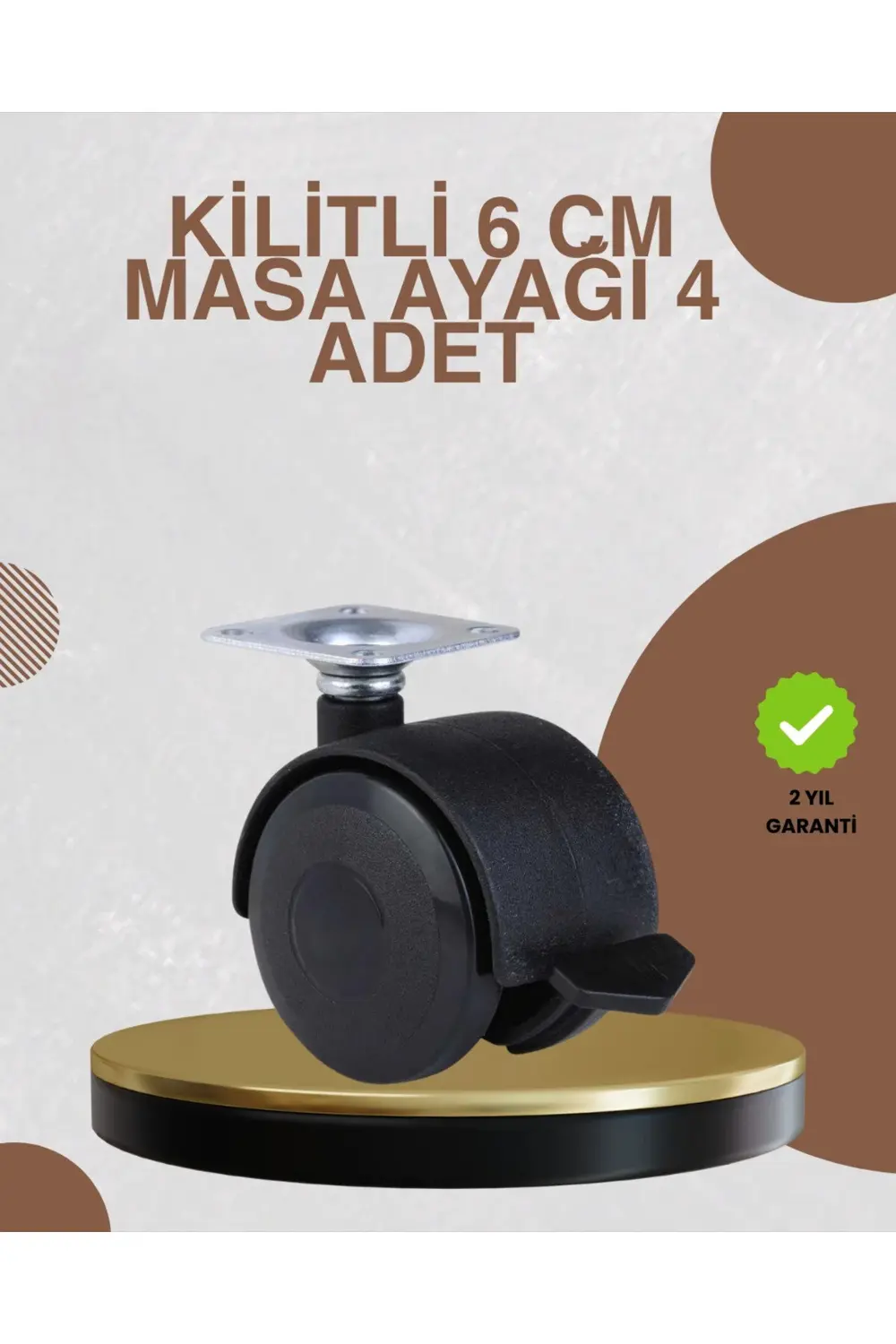 BFS Kilitli Mobilya Ayağı 6 cm 4’lü Set Zemin Korumalı