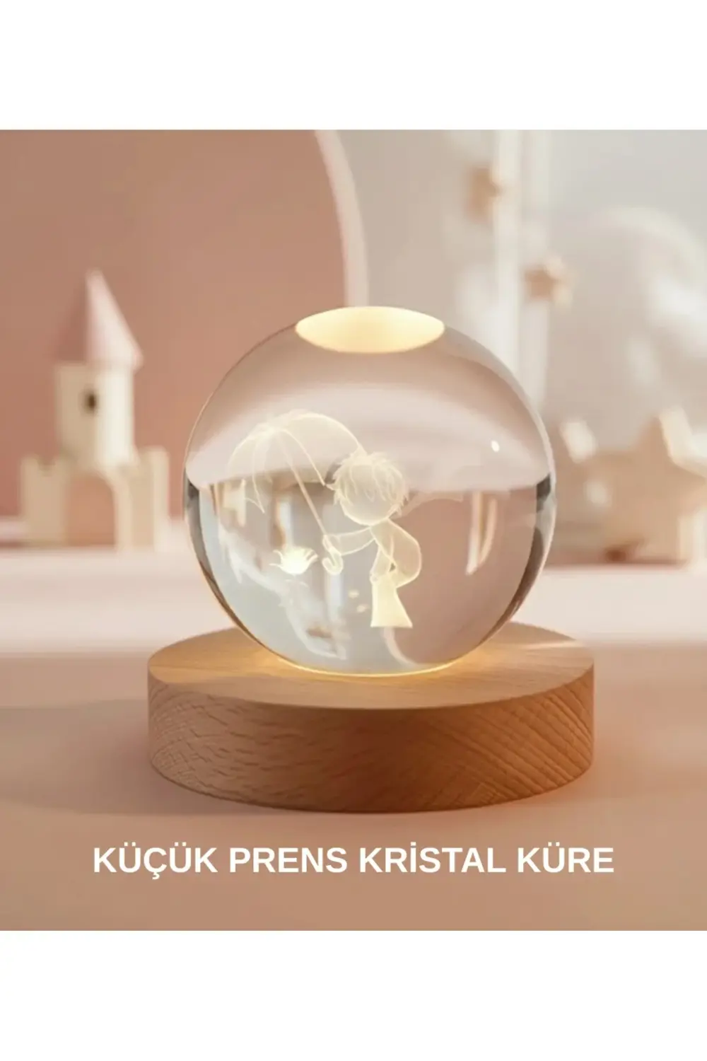 BFS Küçük Prens Figürlü 3D Kristal Top Sıcak Işıklı USB Ahşap Tab BFS Küçük Prens Figürlü 3D Kristal Top Sıcak Işıklı USB Ahşap Tab