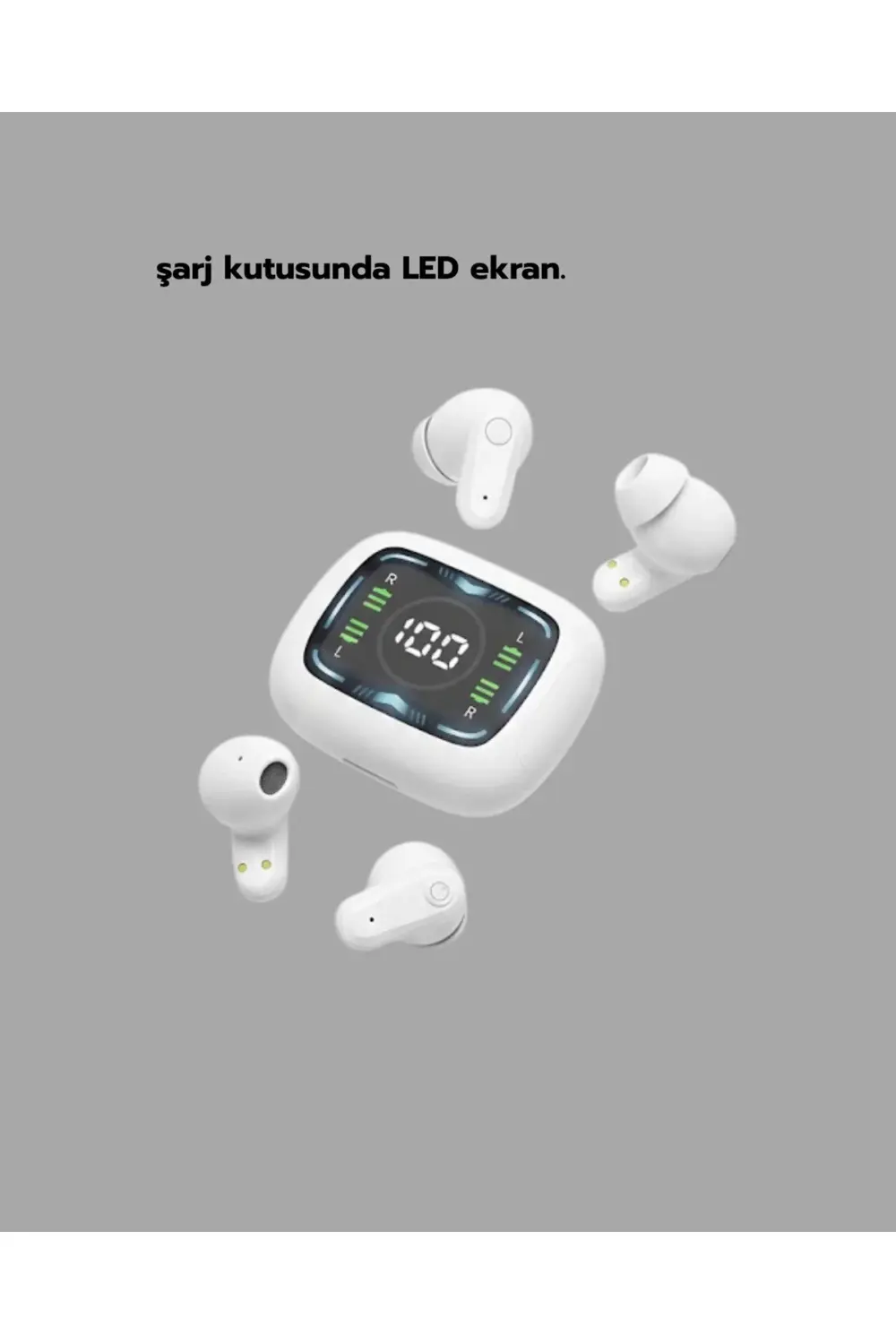 BFS LED Ekranlı Şarj Kutulu Kablosuz Kulaklık Net Arama Özellikli