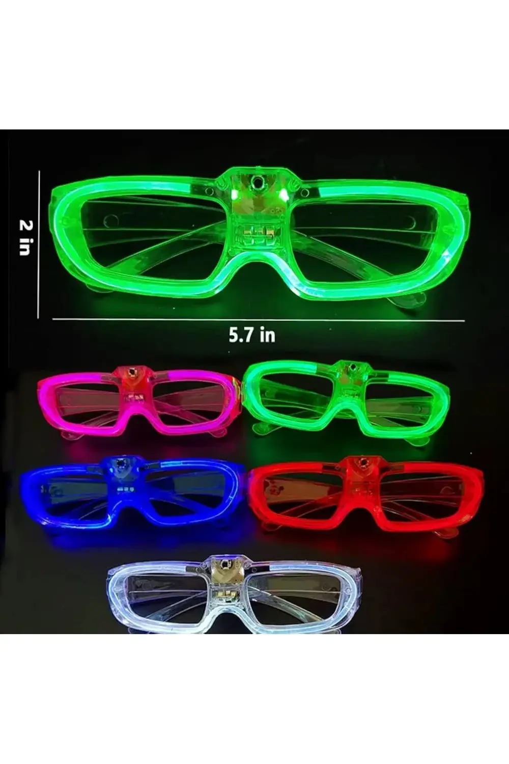 BFS LED Işıklı Glow Pilli Parti Gözlüğü - Efektli 6 Adet 5 Renk
