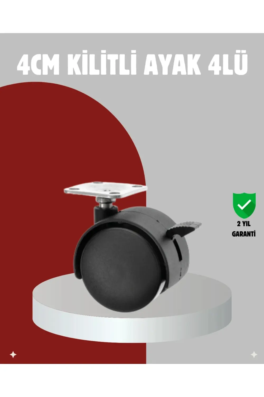 BFS Mobilya İçin Kilitli 4 cm Tekerlek Ayak Seti