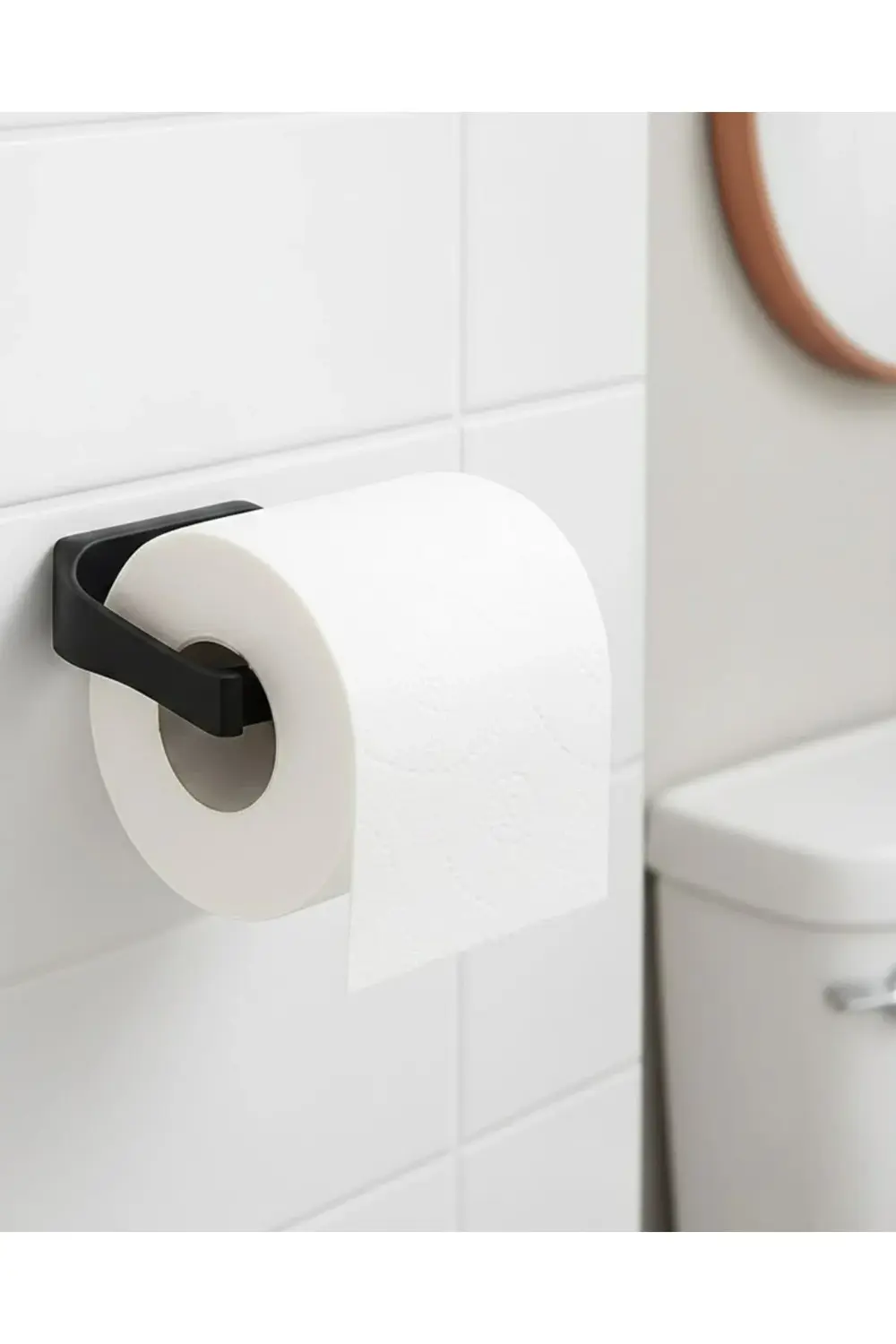 BFS Modern Siyah Tuvalet Kağıtlığı Duvar Tipi Minimal Tasarım Peç