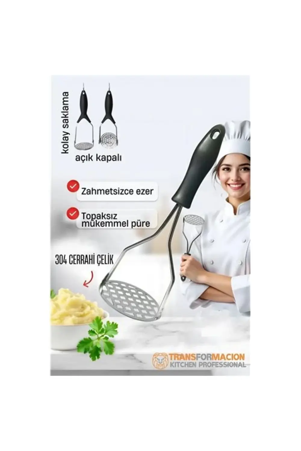 Bfs Patates Ezici 304 Paslanmaz Çelik Havuç Muz Avokado Ezici