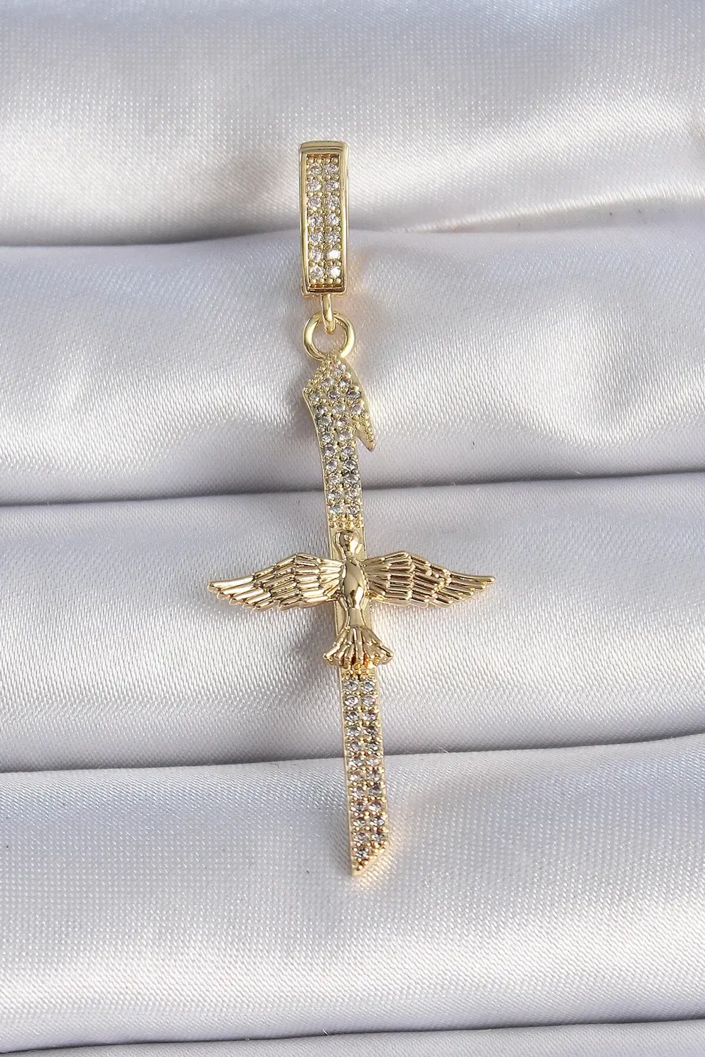 BFS Pirinç Gold Renk Zirkon Taş Detaylı Elif Model Anka Kuşu Figü