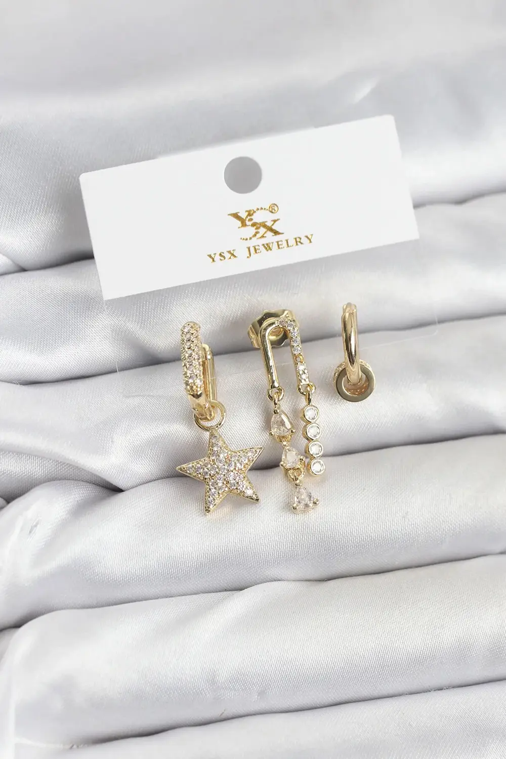 BFS Pirinç Gold Renk Zirkon Taşlı Yıldız Vintage Model YSX Trio K