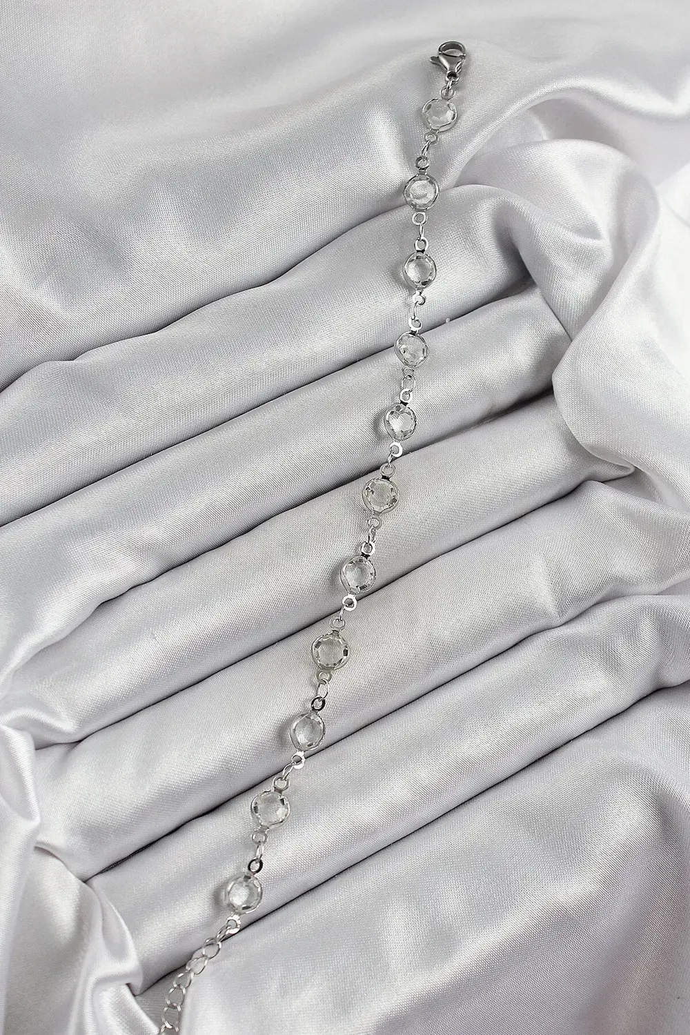 BFS Pirinç Gümüş Renk Zirkon Taşlı Bileklik