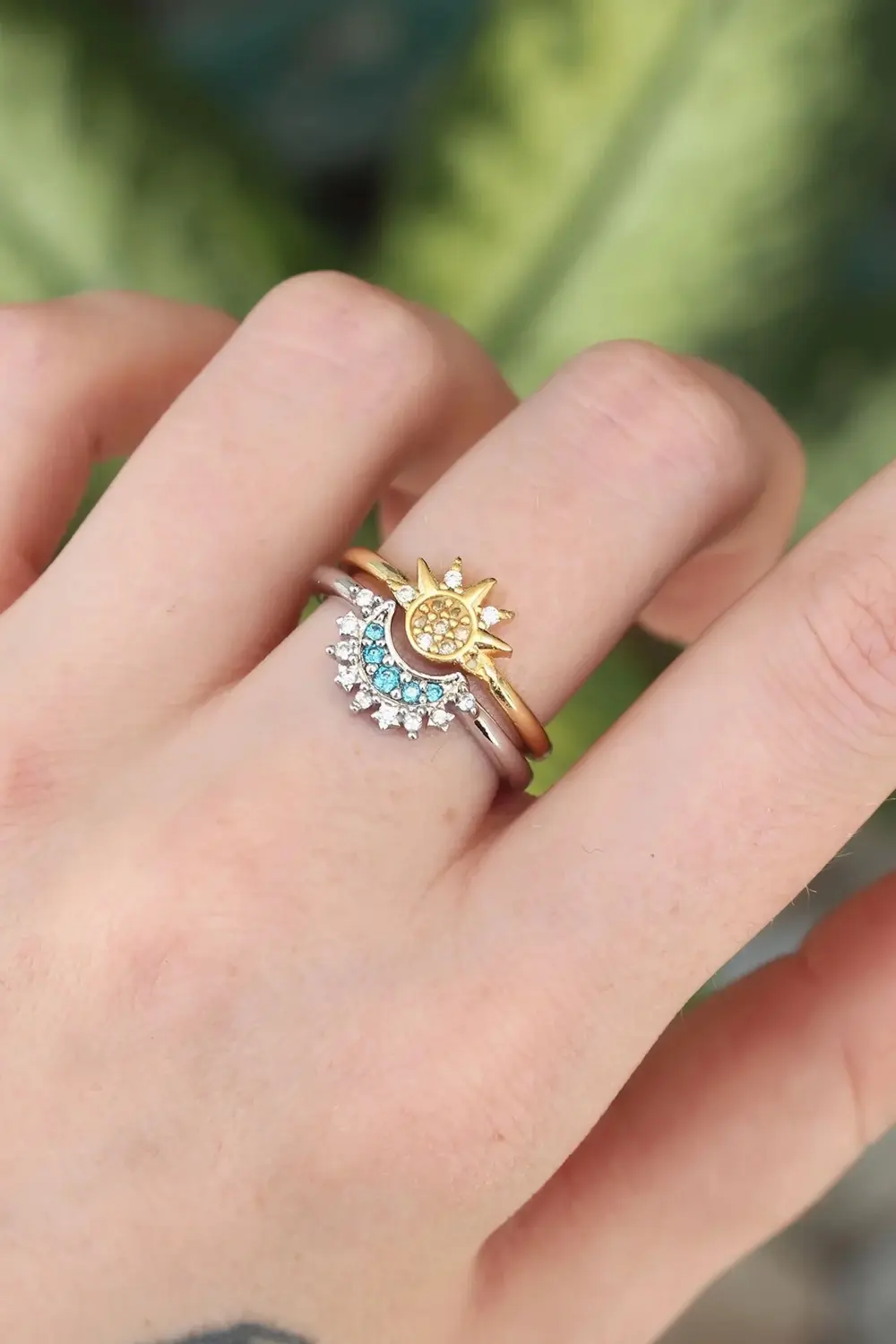 BFS Pirinç Zirkon Taşlı 2li Ayarlanabilir Arkadaş Yüzüğü