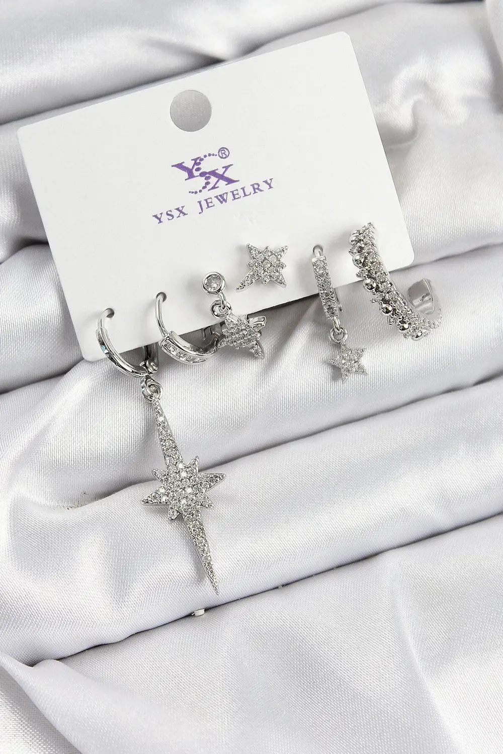 BFS Pirinç Zİrkon Taşlı Kutup Yıldızı Model Gümüş Renk 3'lü Çift