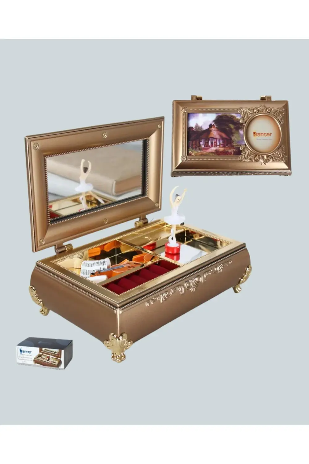 BFS Piyano Şeklinde Balerinli Müzik Kutusu Takı Bölmeli Şık Model