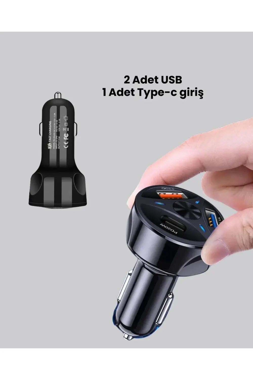 BFS Polygold Quick Charger 55W Araç Şarj Cihazı PD USB C Destekli