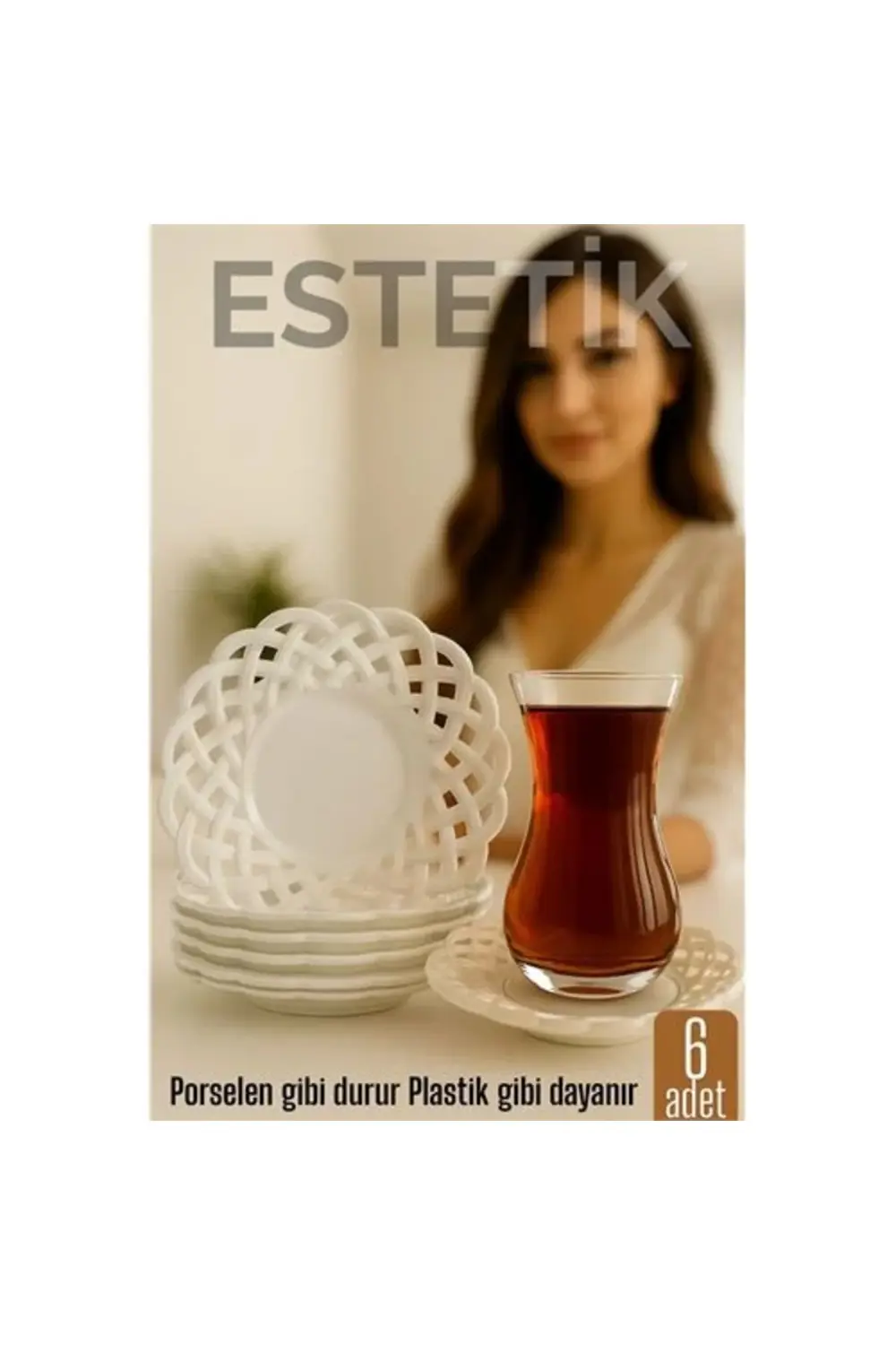 Bfs Porselen Görünümlü Plastik Çay Tabağı – 6’Lı Set, Hafif, Şık