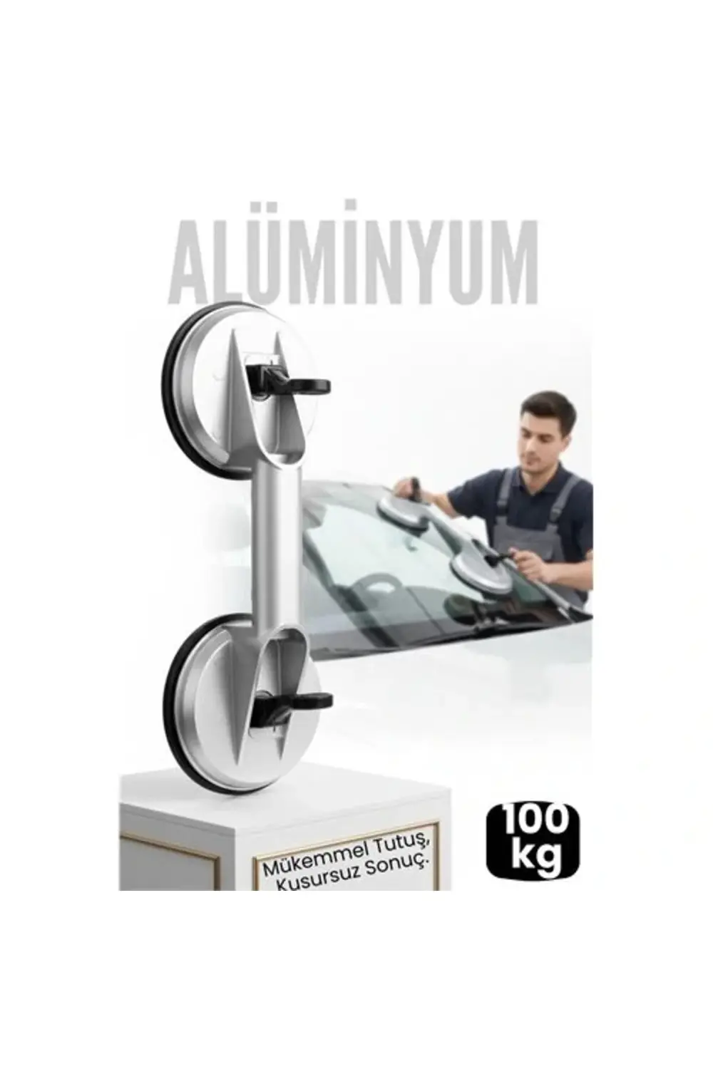 BFS Profesyonel Alüminyum 100 KG Kilitli Vantuzlu Ağır Cam Serami