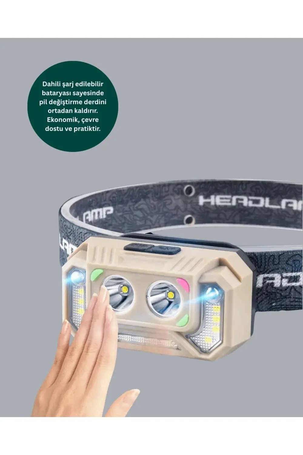 BFS Şarjlı Wave Sensörlü LED Kafa Feneri Outdoor Kullanım