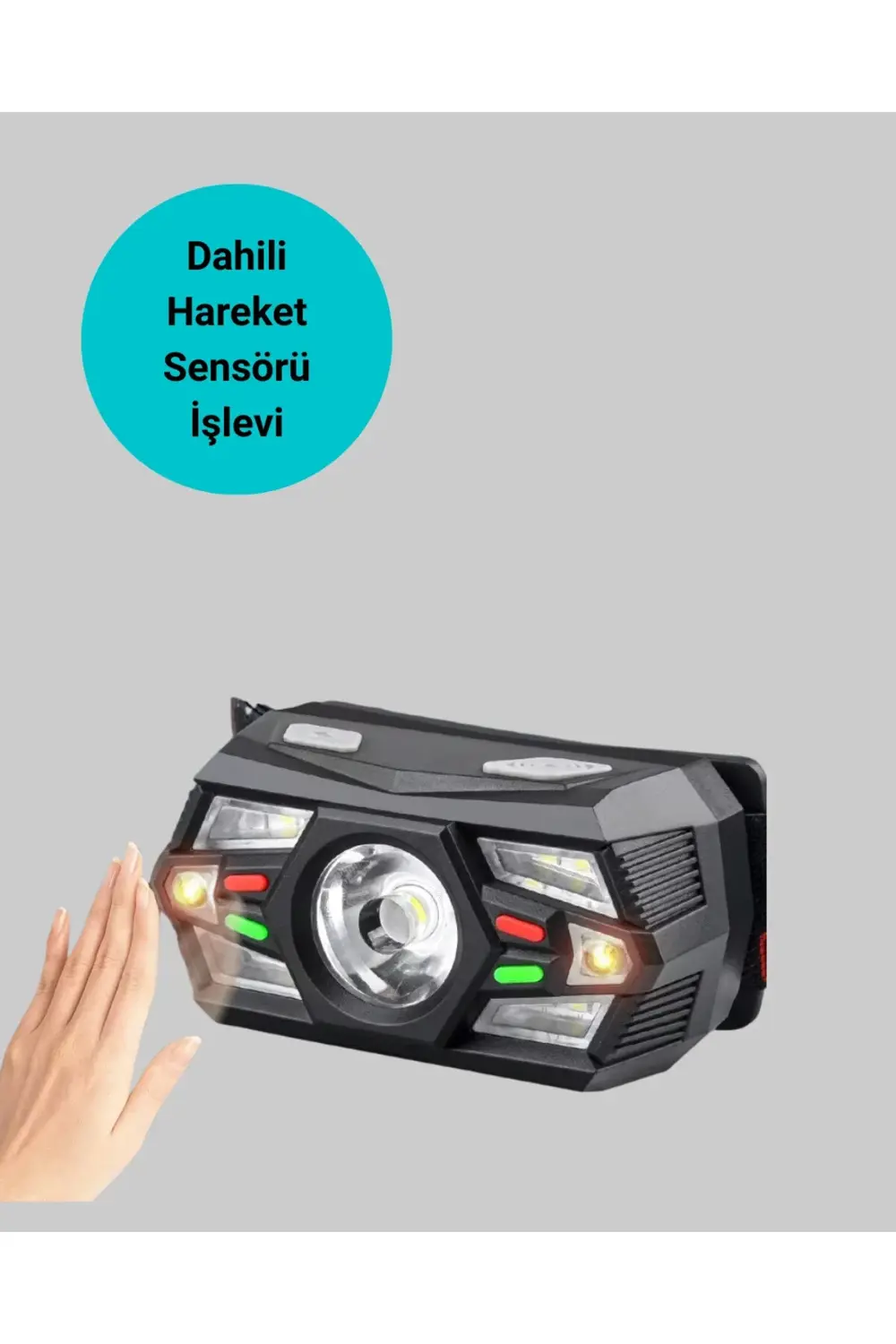BFS Sensörlü LED Kafa Lambası Kırmızı Beyaz Işık Ayarlanabilir