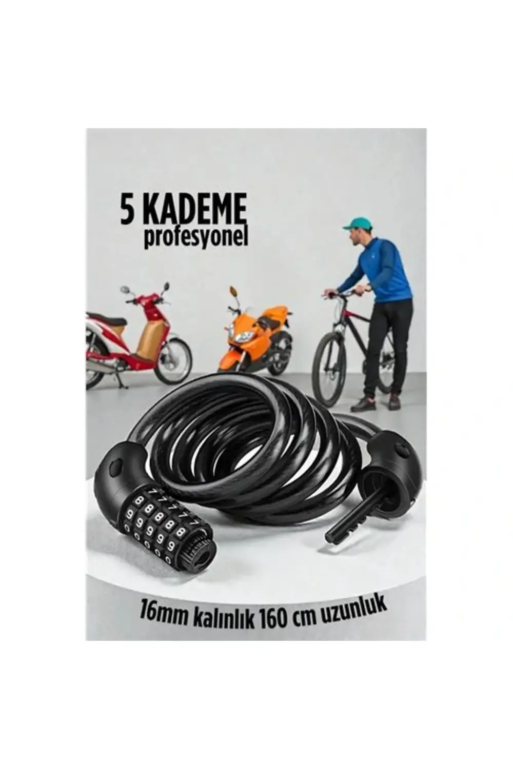 BFS Şifreli Bisiklet Kilidi 16 mm Kalınlık 200 cm Scooter Motosik