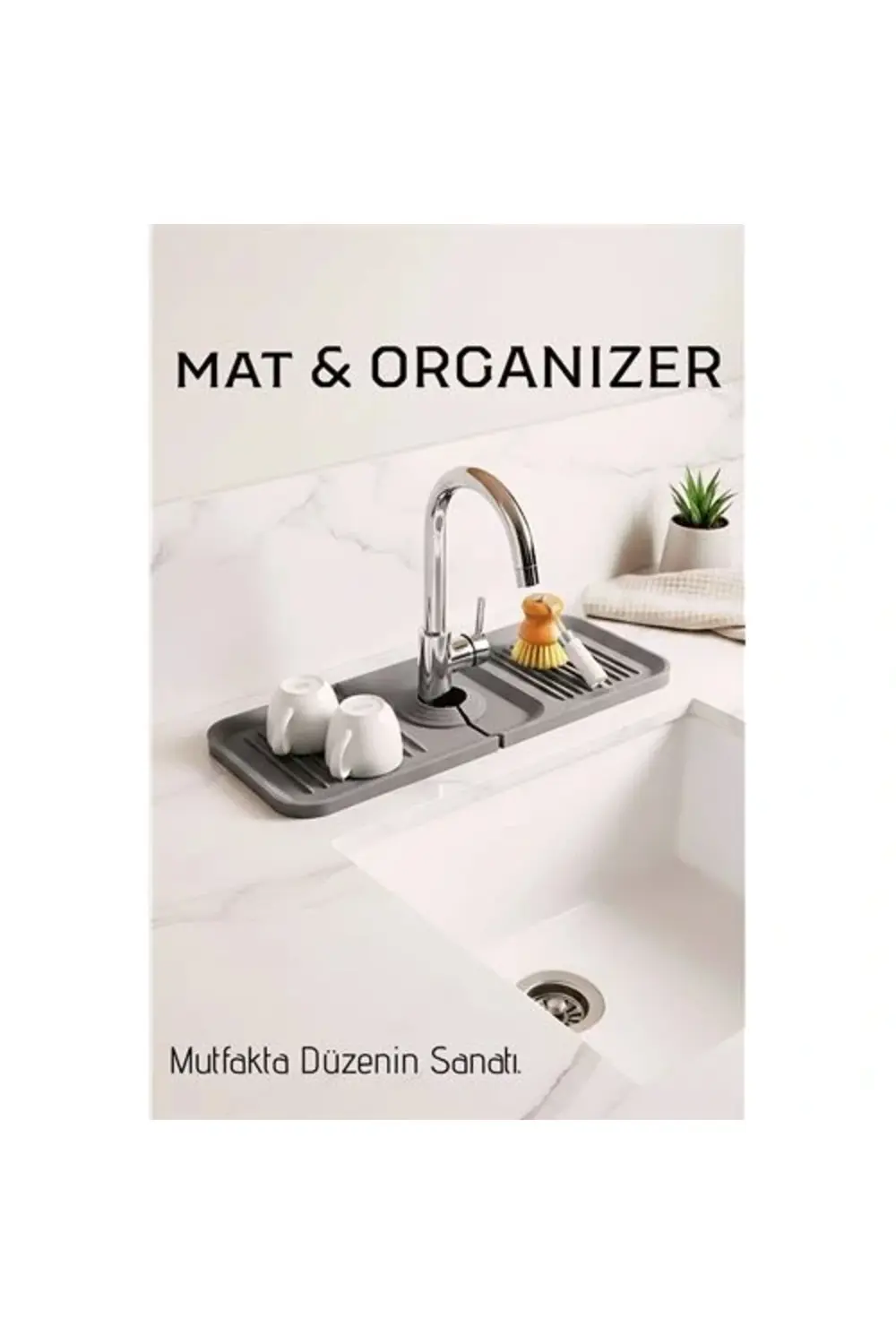 BFS Silikon Batarya Matı & Lavabo Organizeri: Premium Musluk Altı