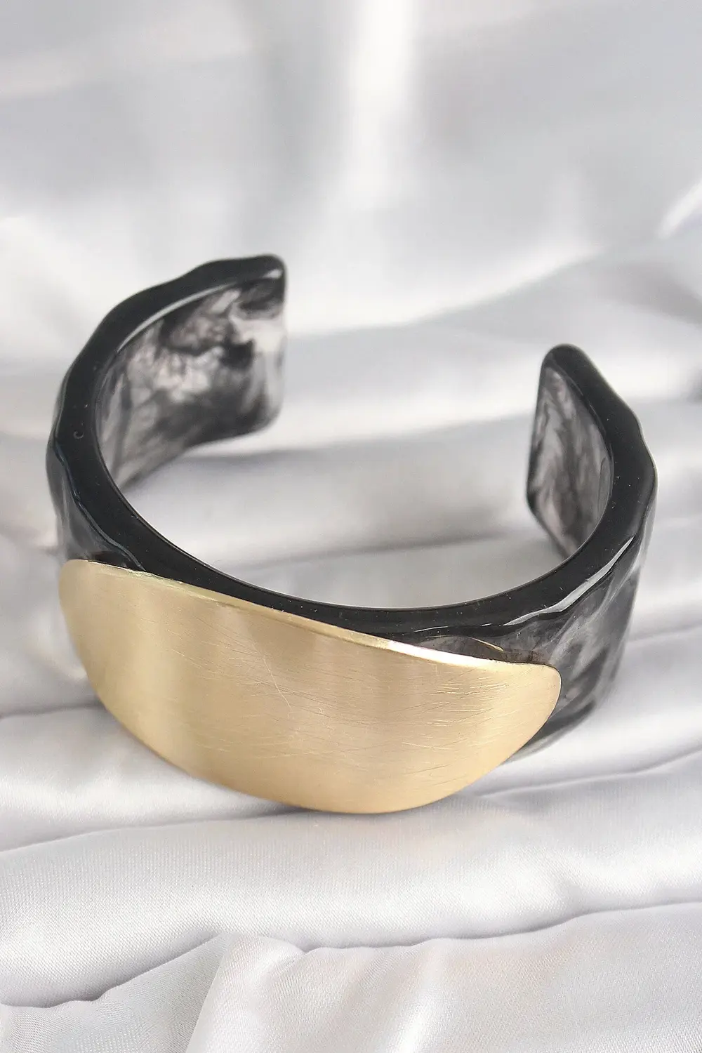 BFS Siyah Mermer Desen Akrilik Plastik Gold Oval Plaka Model Vint