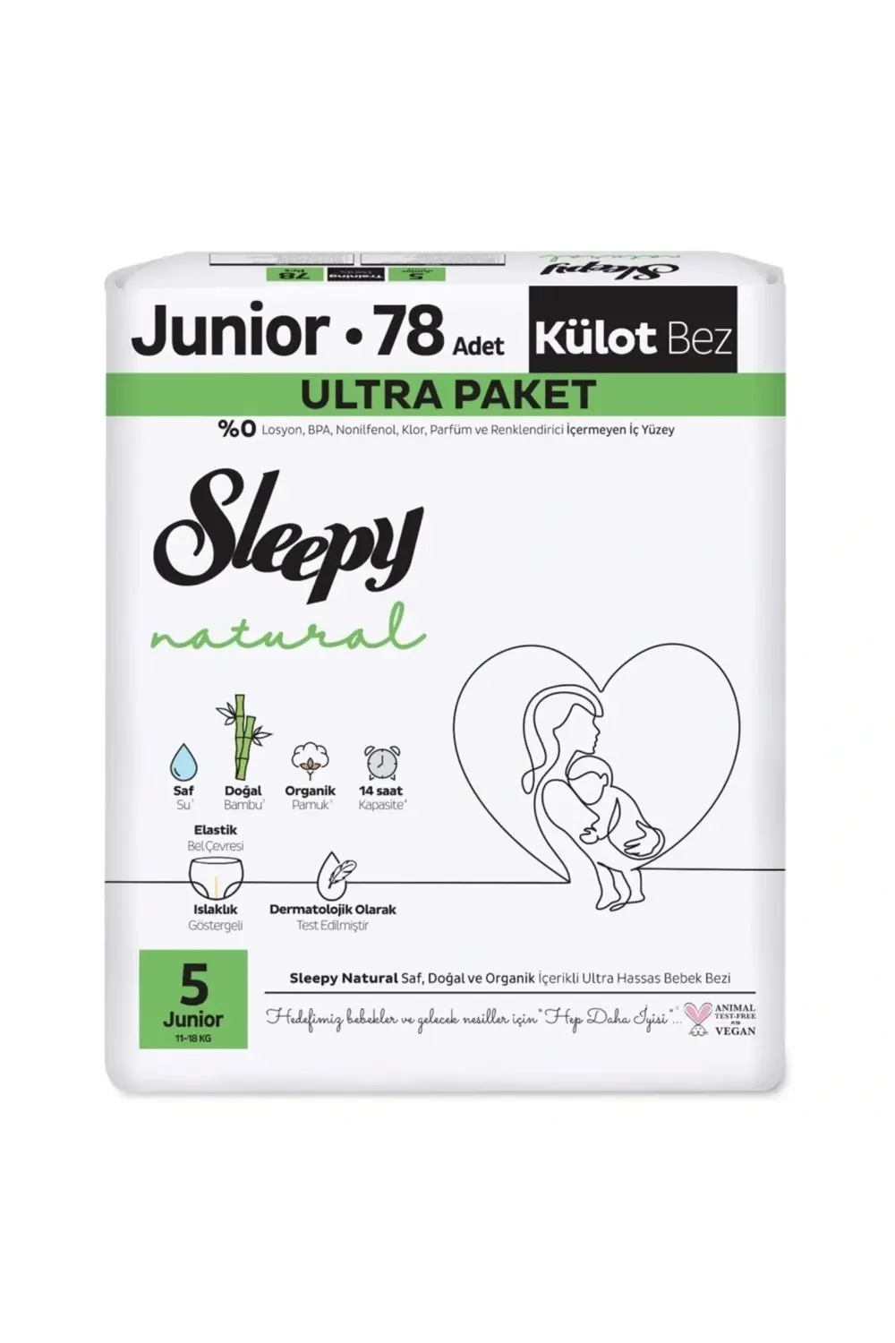 BFS Sleepy Natural Külot Bez 2'Li Ultra Paket 5 Beden 78 Adet