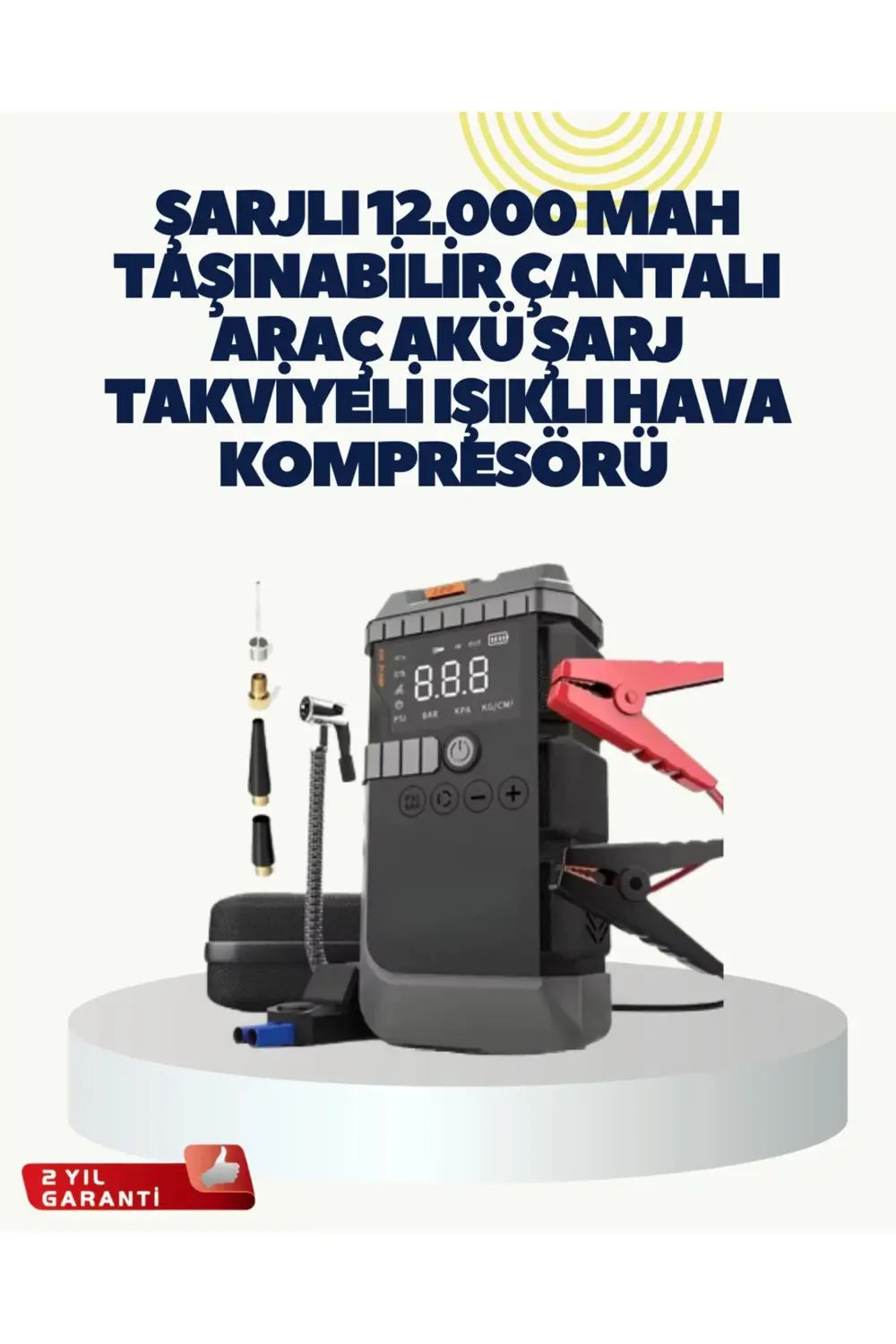 BFS Taşınabilir Akü Takviye Cihazı Işıklı Hava Kompresörü Powerba