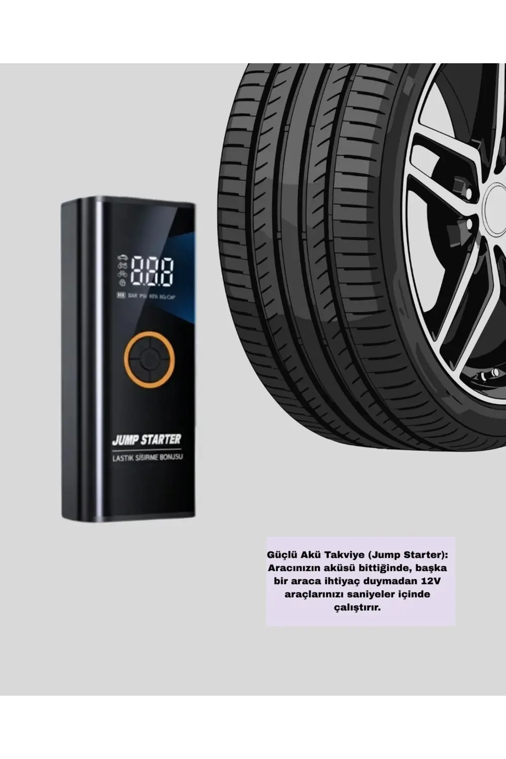 BFS Taşınabilir Akü Takviye ve Akıllı Lastik Şişirme Pompası