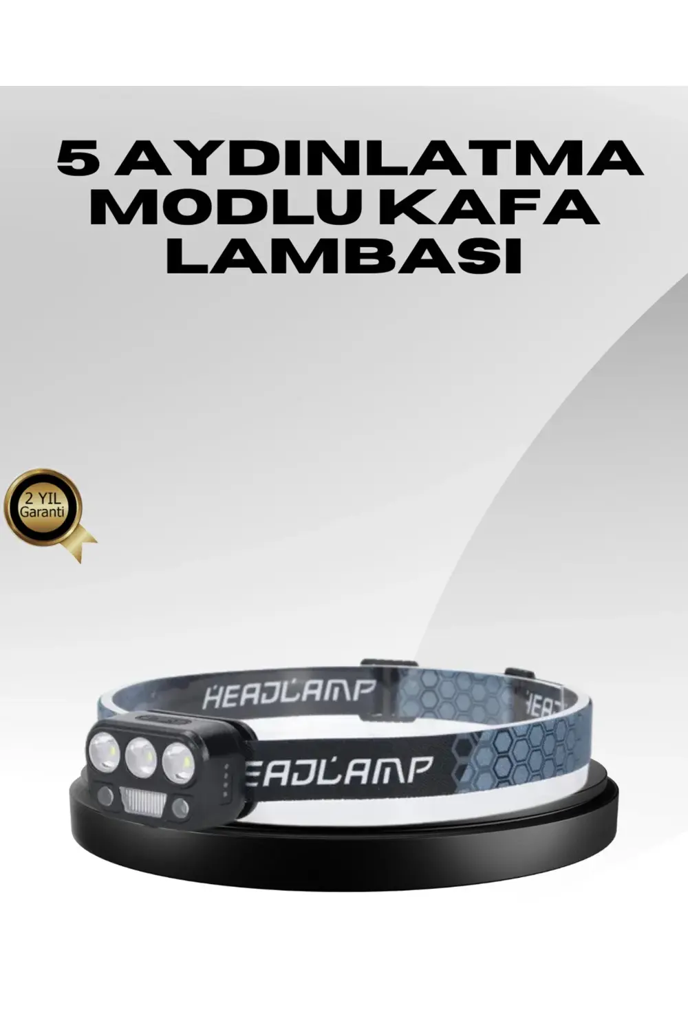 BFS USB Şarjlı LED Kafa Lambası 300 Lümen Güç Göstergeli