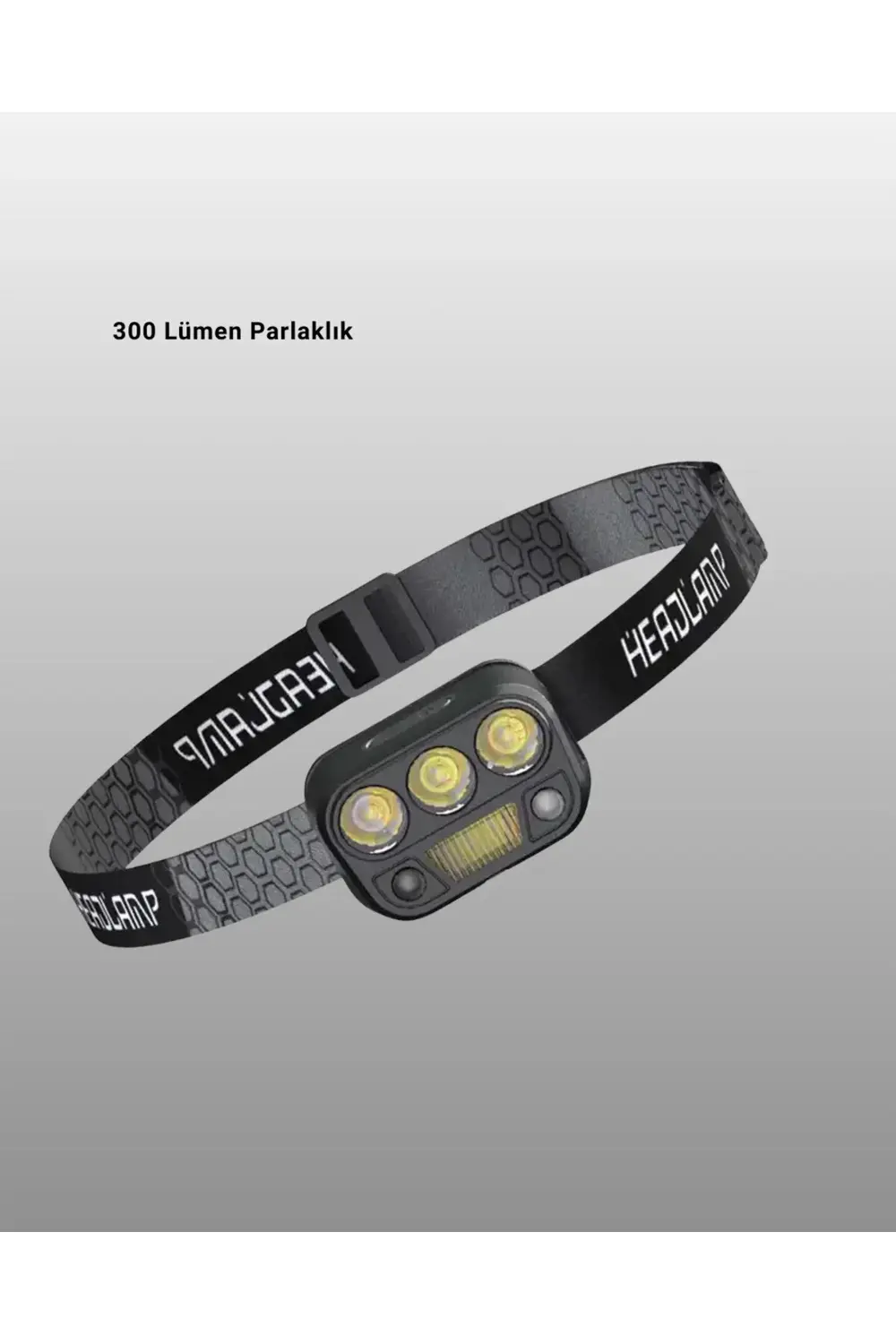 BFS USB Şarjlı LED Kafa Lambası 300 Lümen Güç Göstergeli