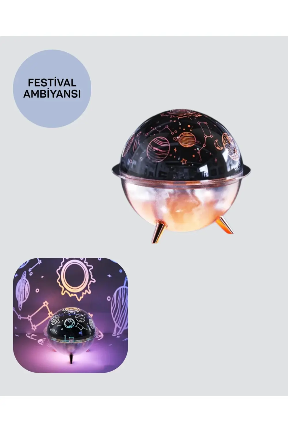BFS USB Şarjlı Uzay Temalı Işık Projektörü Hava Nemlendirici