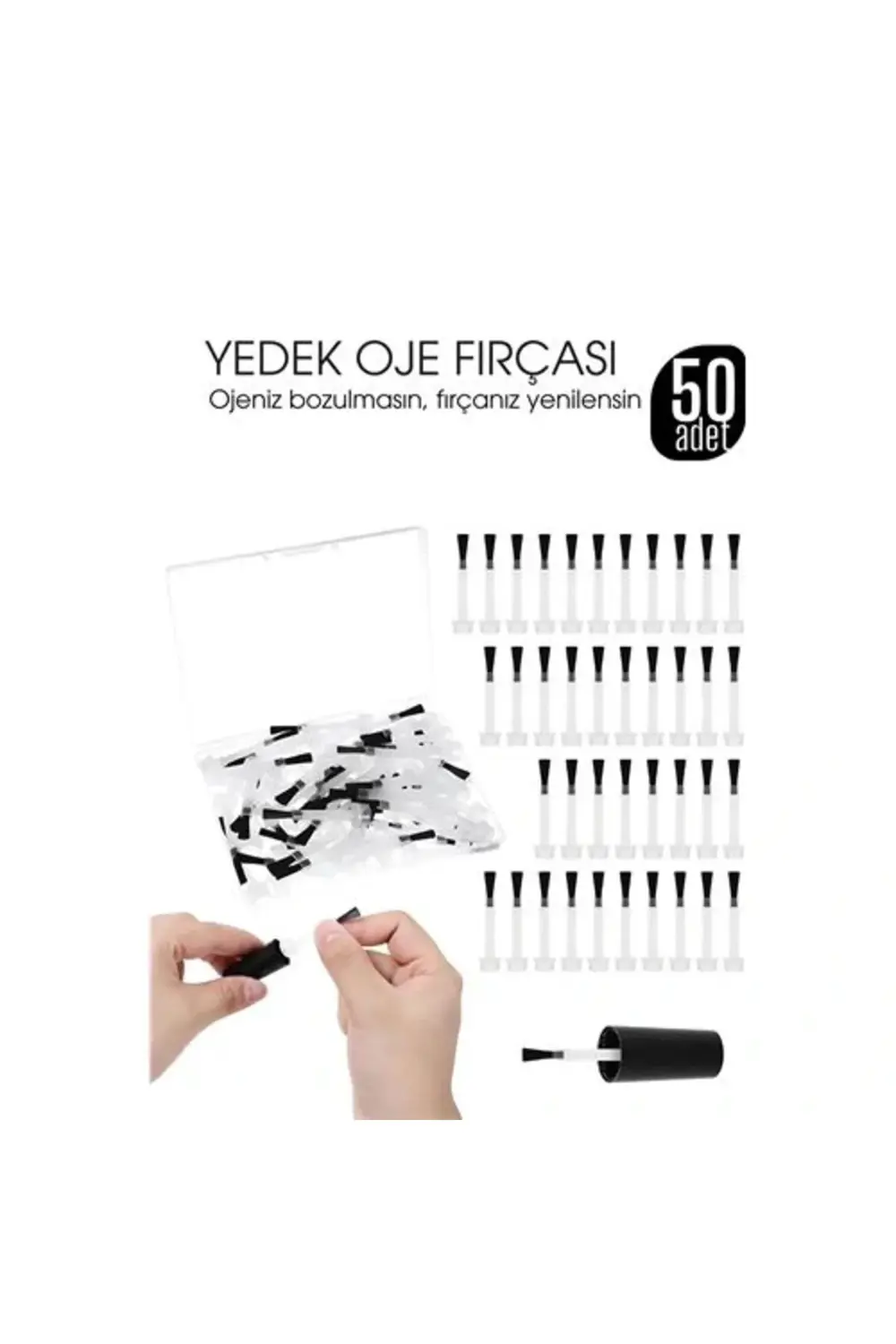 BFS Yedek Oje Fırçası 50'li Aplikatörlü Set - Tırnak Cila Fırçası