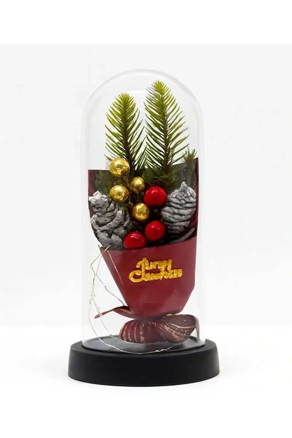 BFS Yılbaşı Temalı Işıklı Dekoratif Cam Fanus Alk5081