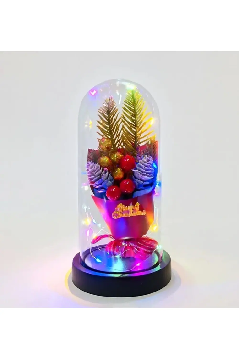 BFS Yılbaşı Temalı Işıklı Dekoratif Cam Fanus Alk5081