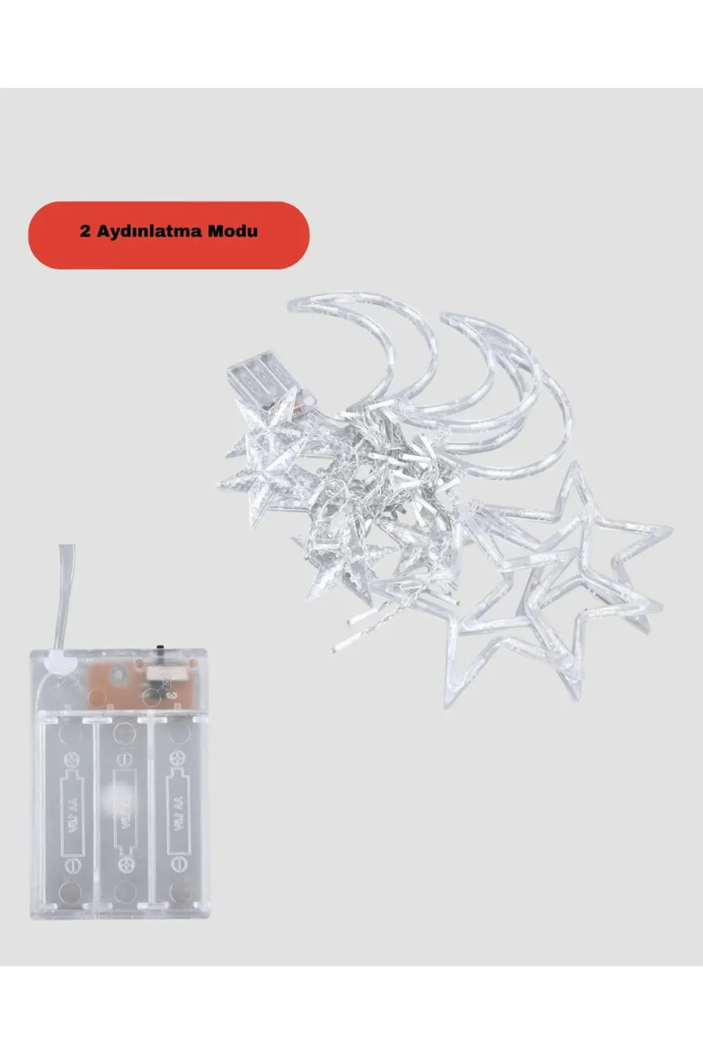 BFS Yıldız ve Ay Figürlü Pilli Perde Led Romantik Dekoratif Işık