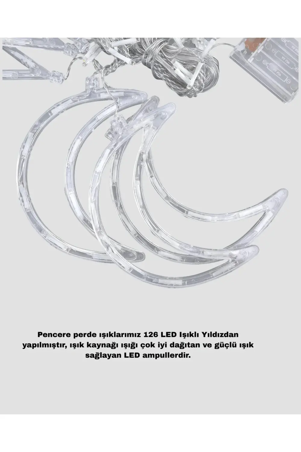 BFS Yıldız ve Ay Figürlü Pilli Perde Led Romantik Dekoratif Işık