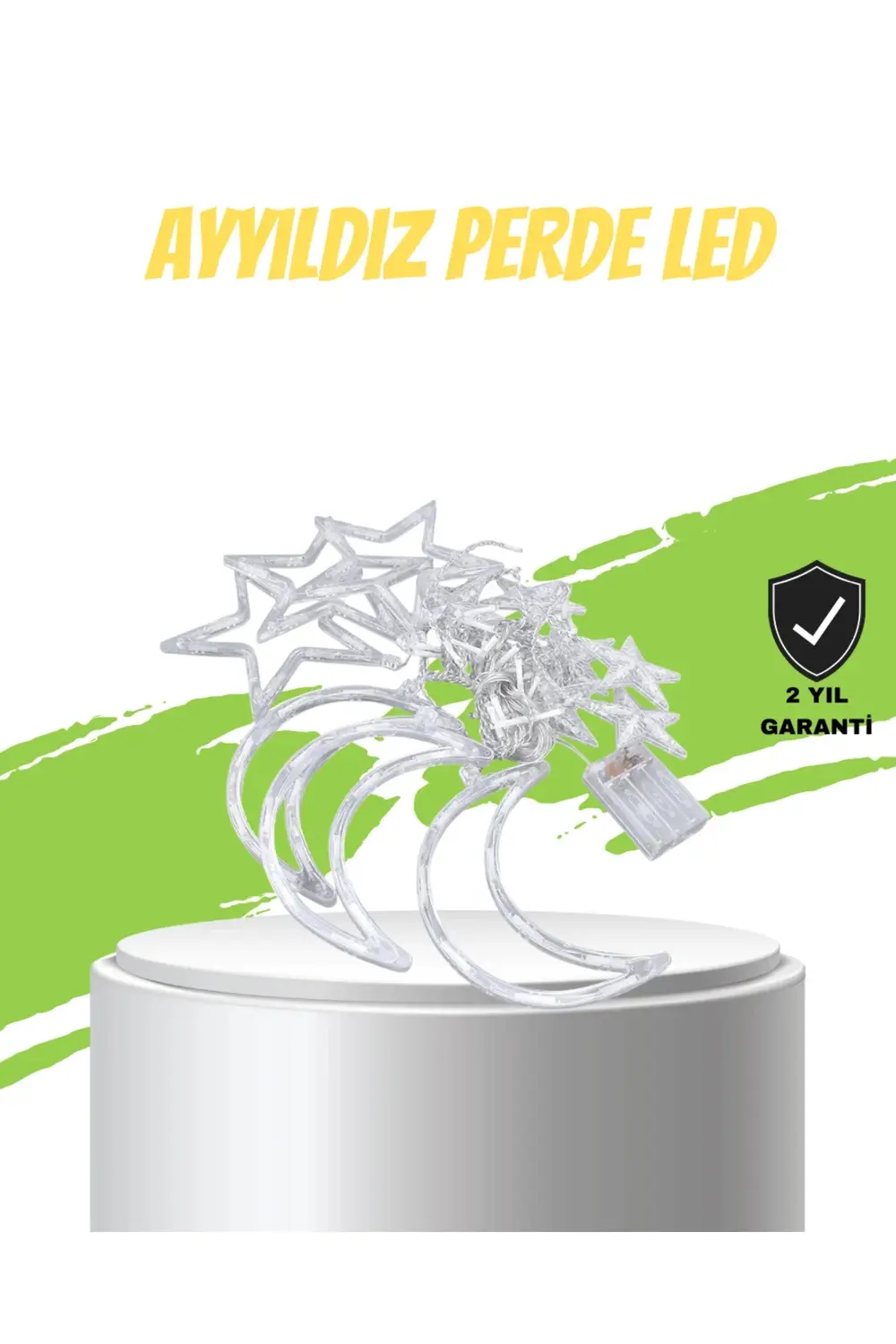 BFS Yıldız ve Ay Figürlü Pilli Perde Led Romantik Dekoratif Işık