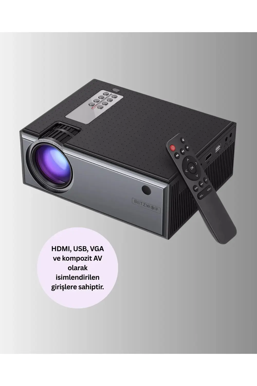 BFS Yüksek Parlaklıkta Projeksiyon Cihazı – 1080p Destekli, Taşın