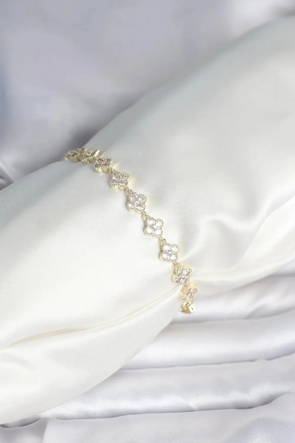 BFS Zirkon Taşlı Pirinç Yonca Model Bileklik