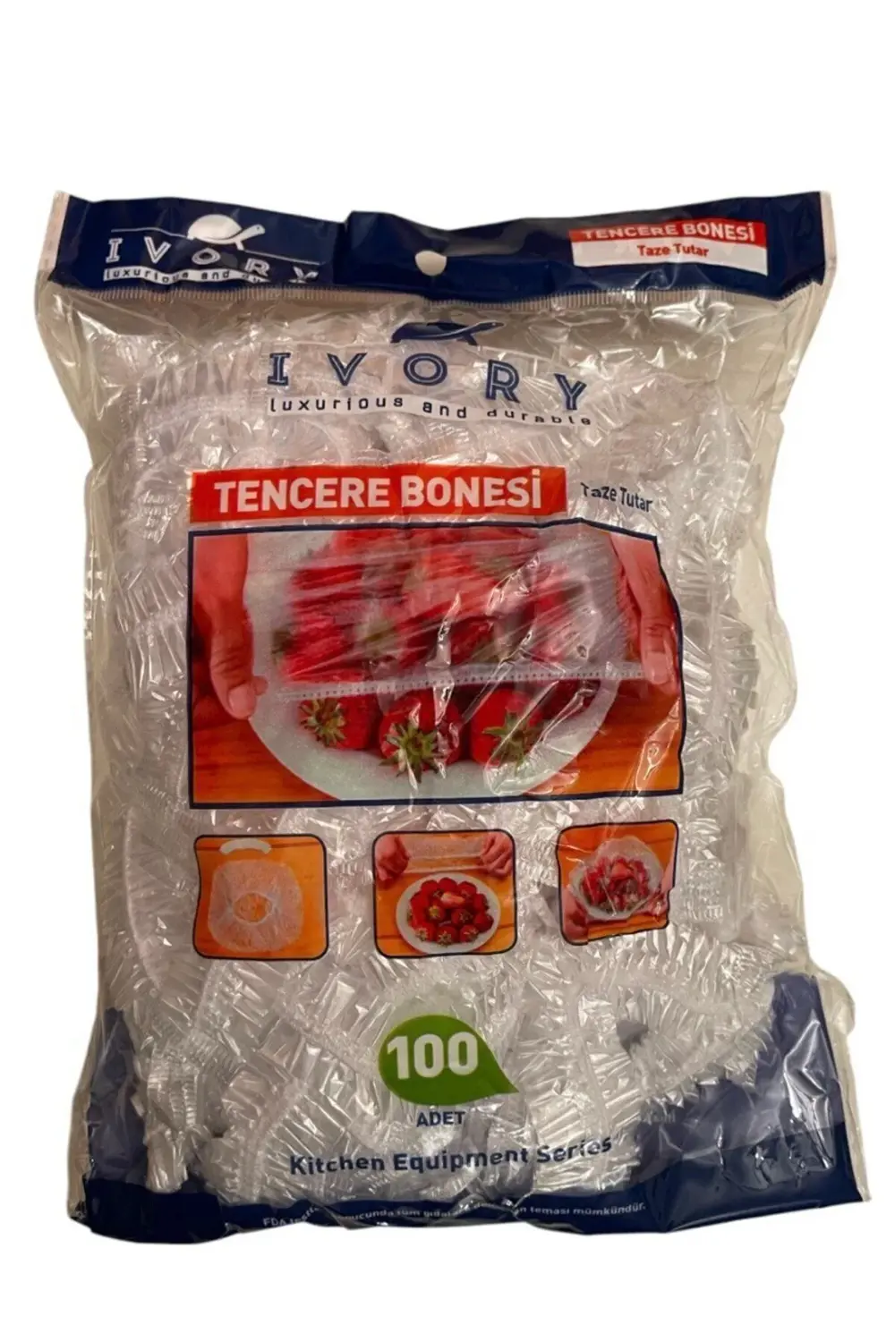 BHR TEM- IVORY KALİTESİ İLE 100 Adet Pratik Tazeliği Koruyan Tenc