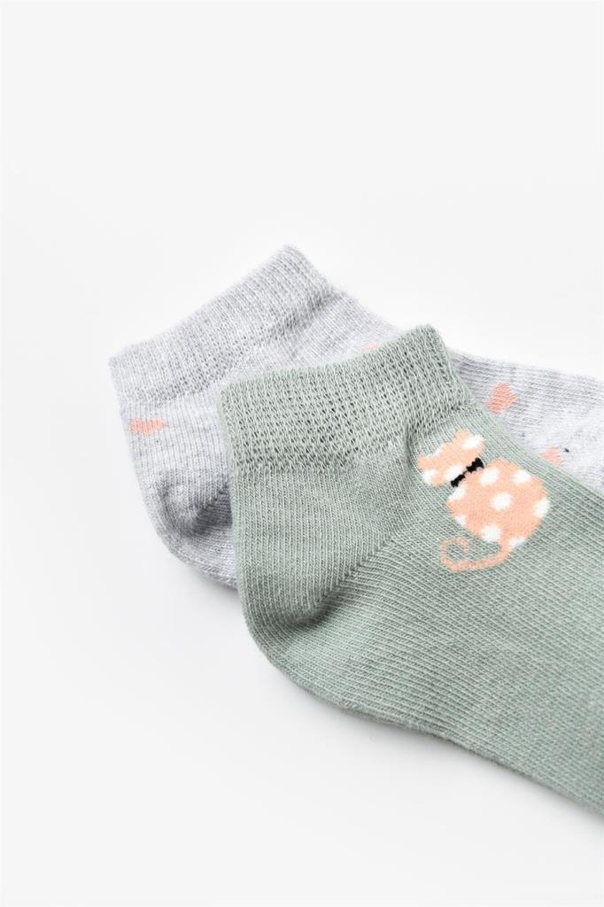 Bibaby Biorganic Cat 2'Li Yaş Patik Çorap 68427 Mint Gri Bibaby Biorganic Cat 2'Li Yaş Patik Çorap 68427 Mint Gri