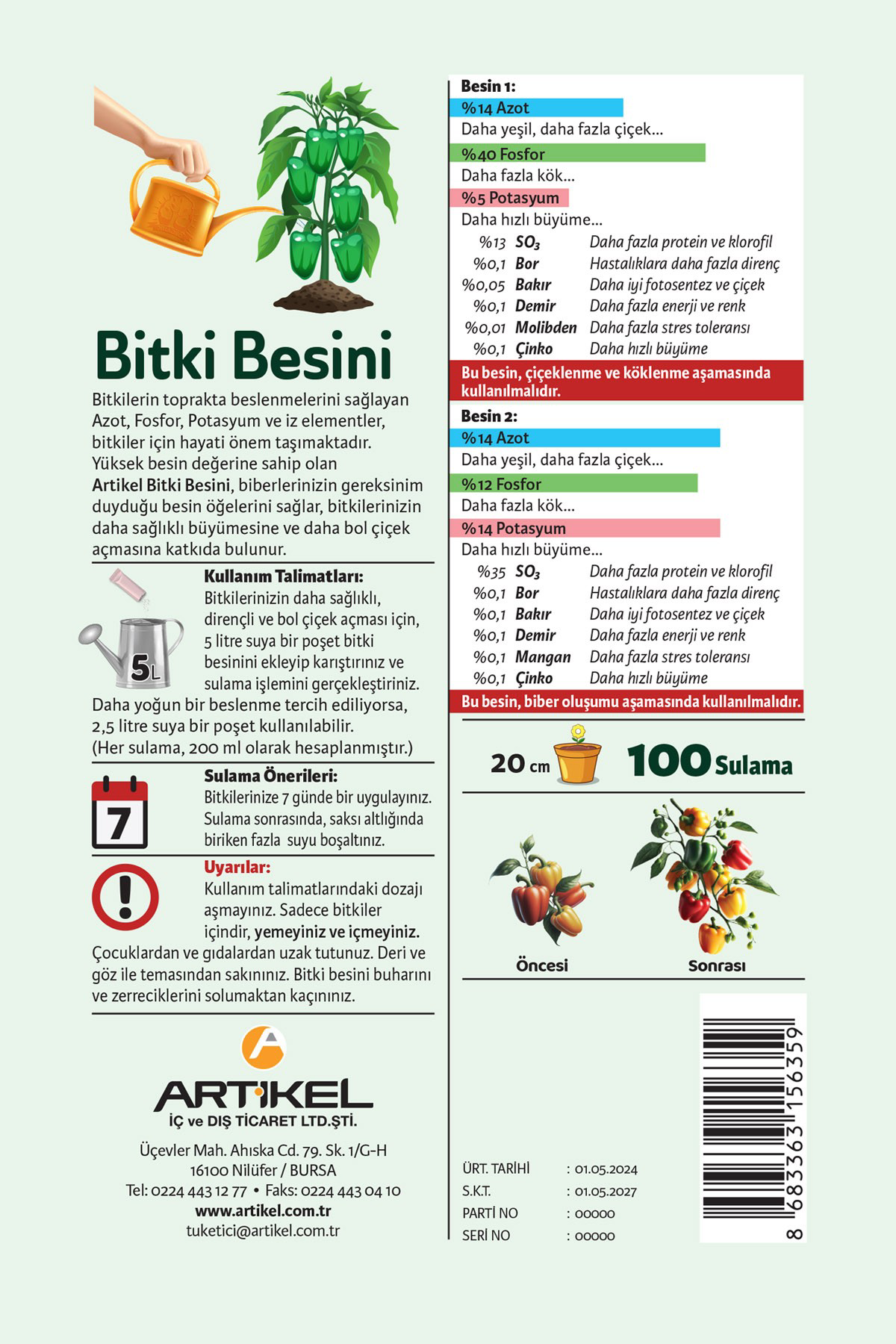 Artikel Biber Bitki Besini, Gelişim Hızlandırıcı, Dengeli Bitki Besini 10