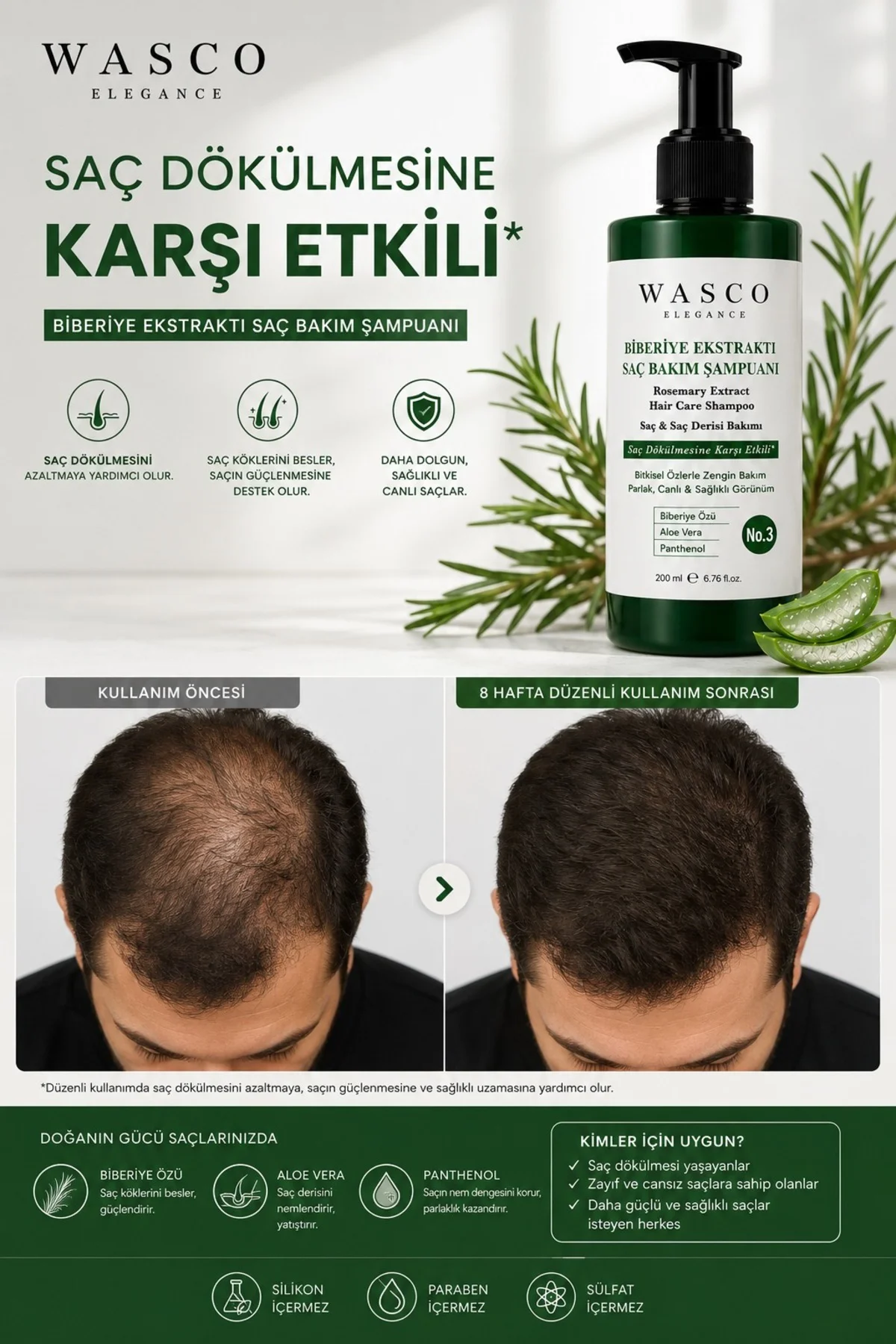 Biberiye Ekstraktlı Saç Bakım Şampuanı No.3 200 ml | Biberiye, Aloe Vera & Panthenol İçeren Saç ve Saç Derisi Bakımı