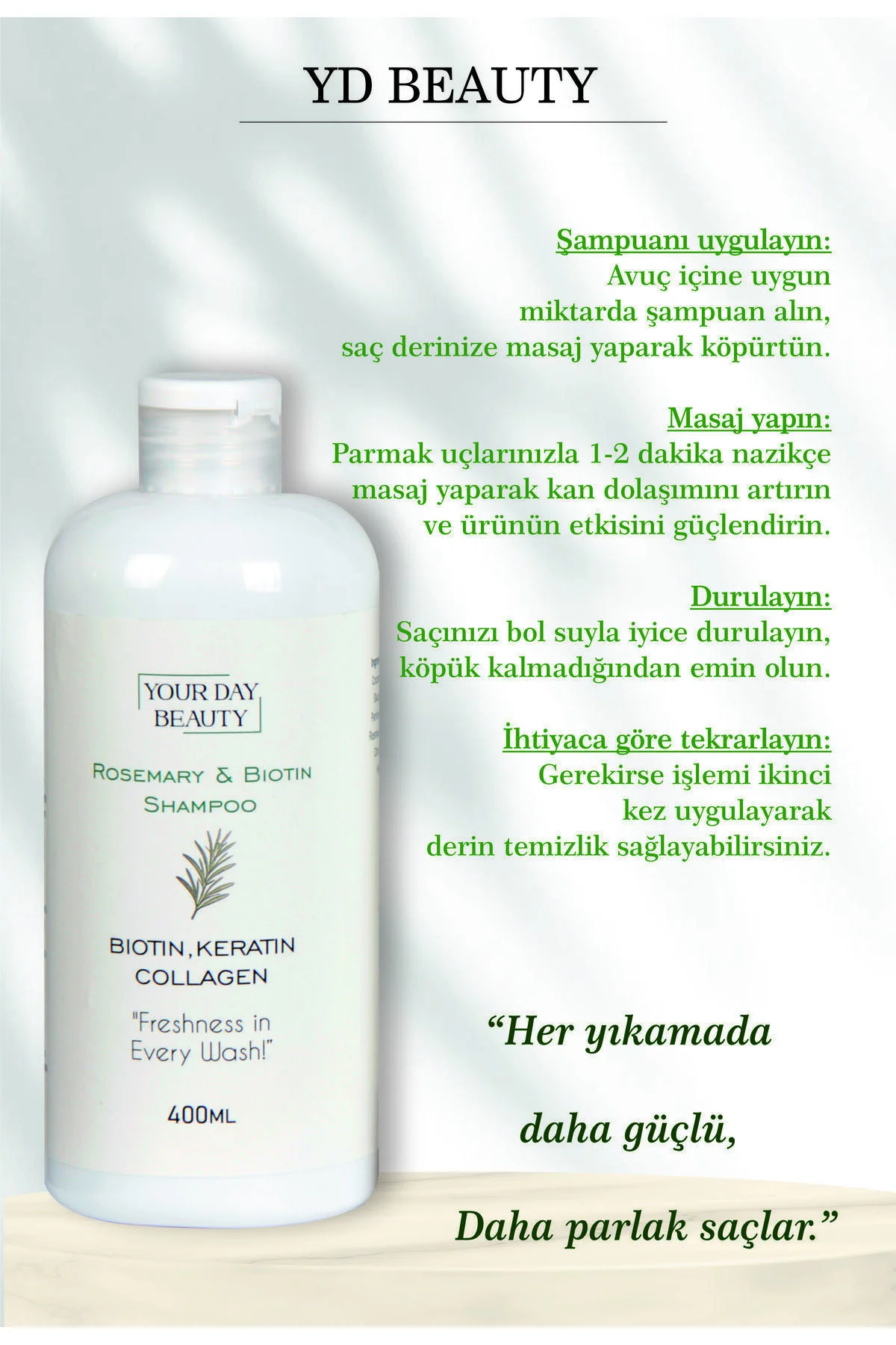 Biberiye Özlü Saç Şampuanı 400 ml – Biotin, Keratin ve Kolajen İç