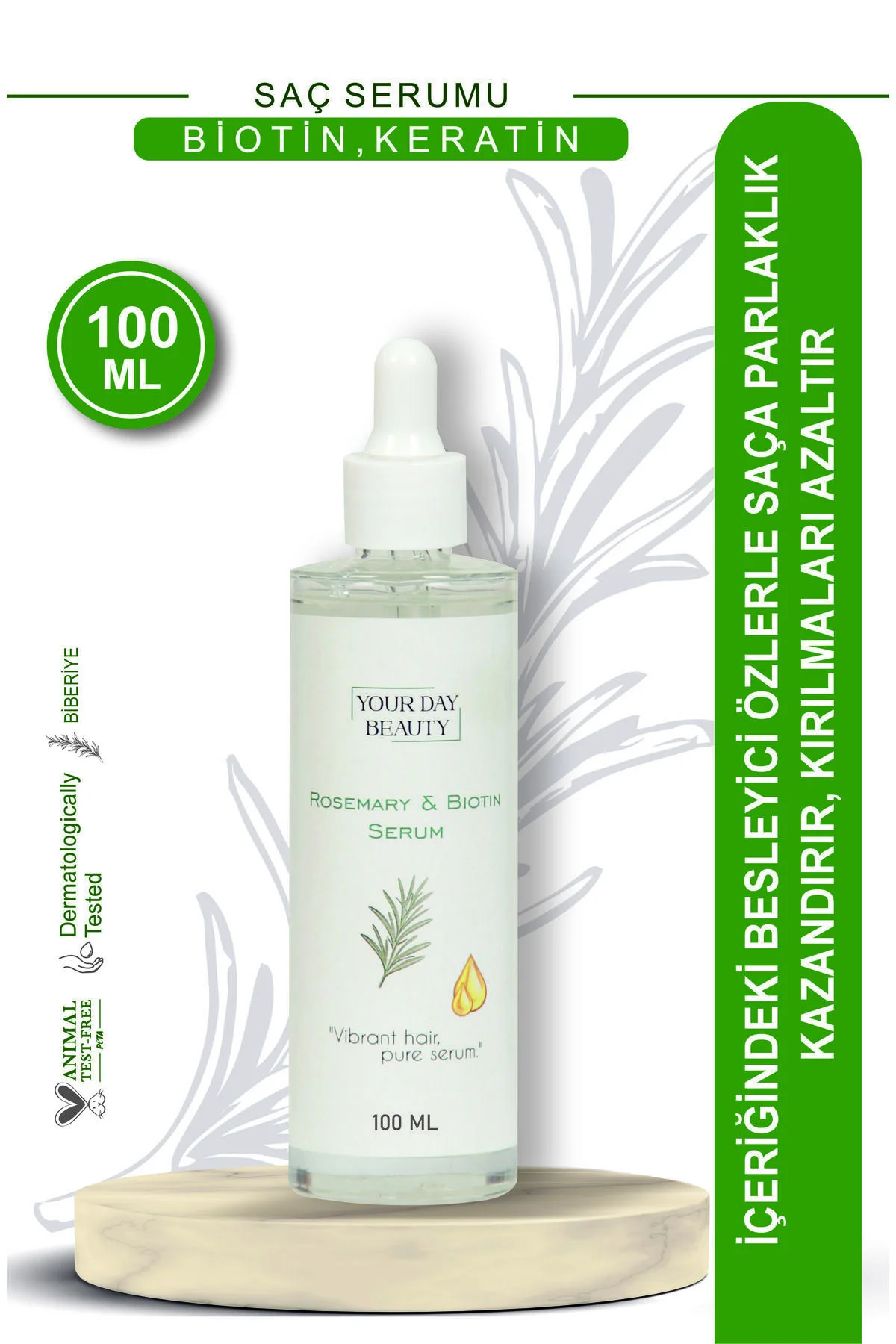 Biberiye Özlü Saç Serumu 100 ml – Biotin & Keratin İçerikli, Kırı