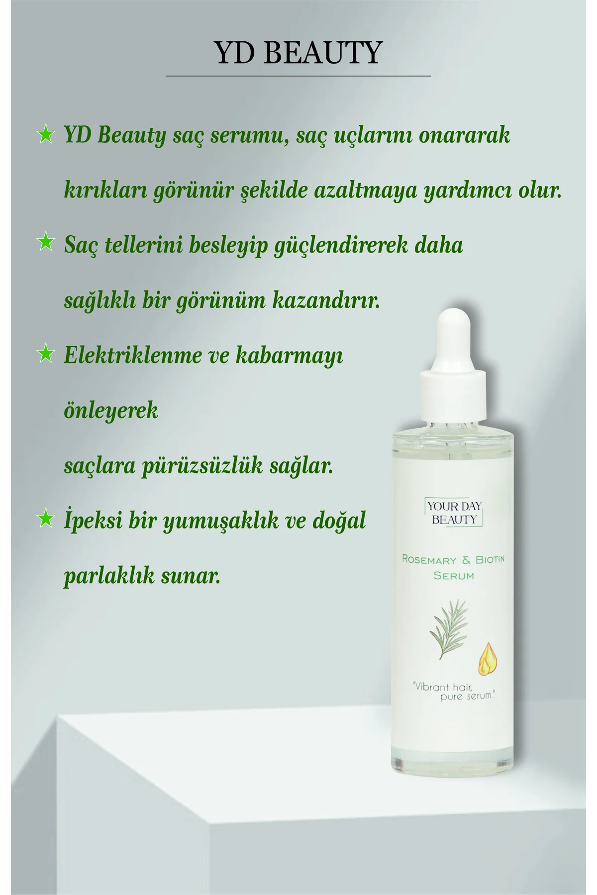 Biberiye Özlü Saç Serumu 100 ml – Biotin & Keratin İçerikli, Kırı