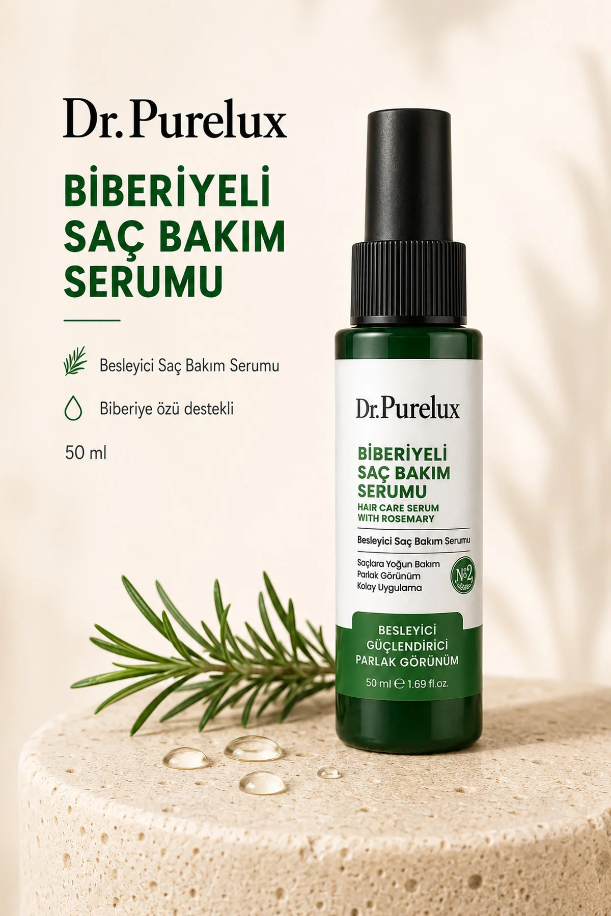 Biberiye Özlü Saç Serumu – Kafein, Biotin ve Peptit Destekli Dökülme Karşıtı Yoğun Bakım Fiyatı, Yorumları ve Özellikleri