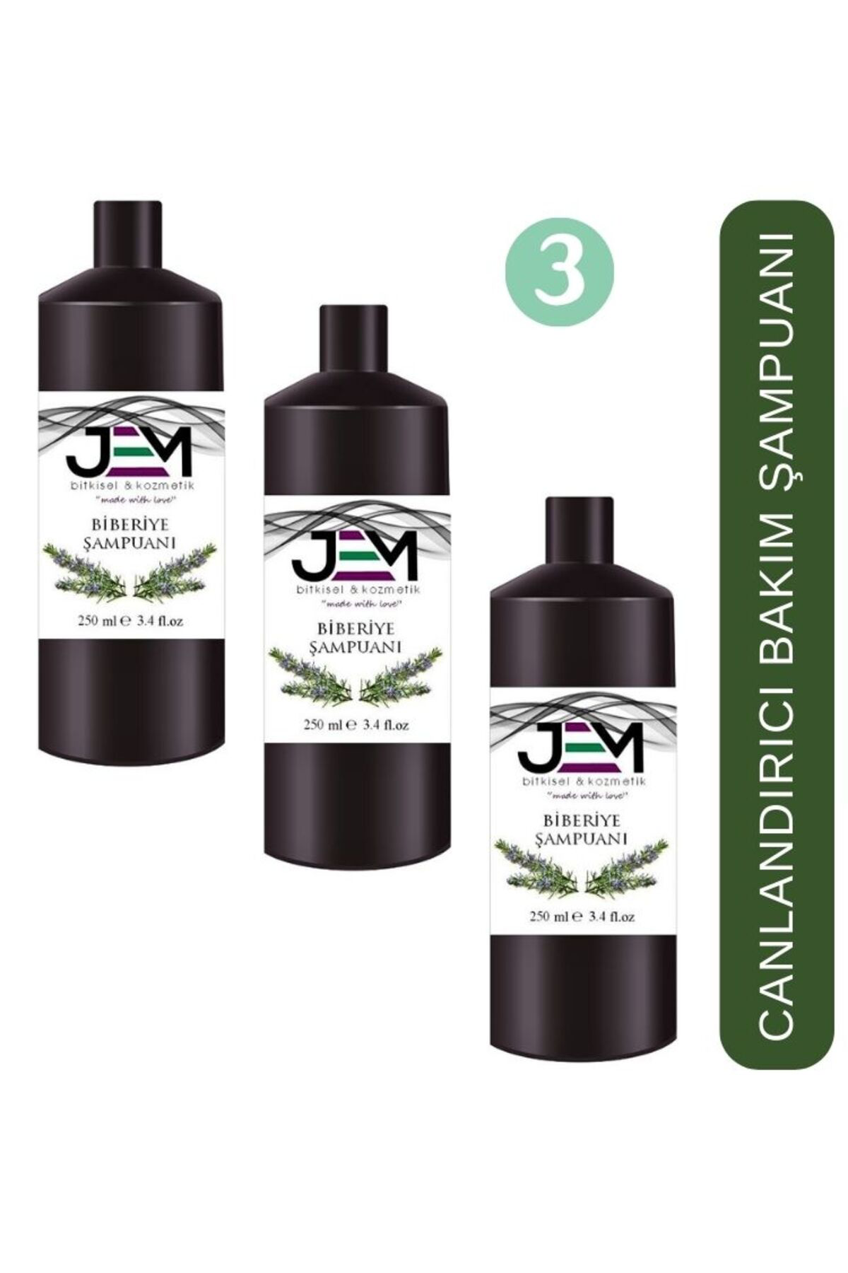 Biberiye Şampuanı 250 ML * 3 ADET Canlandırıcı Bakım Şampuanı