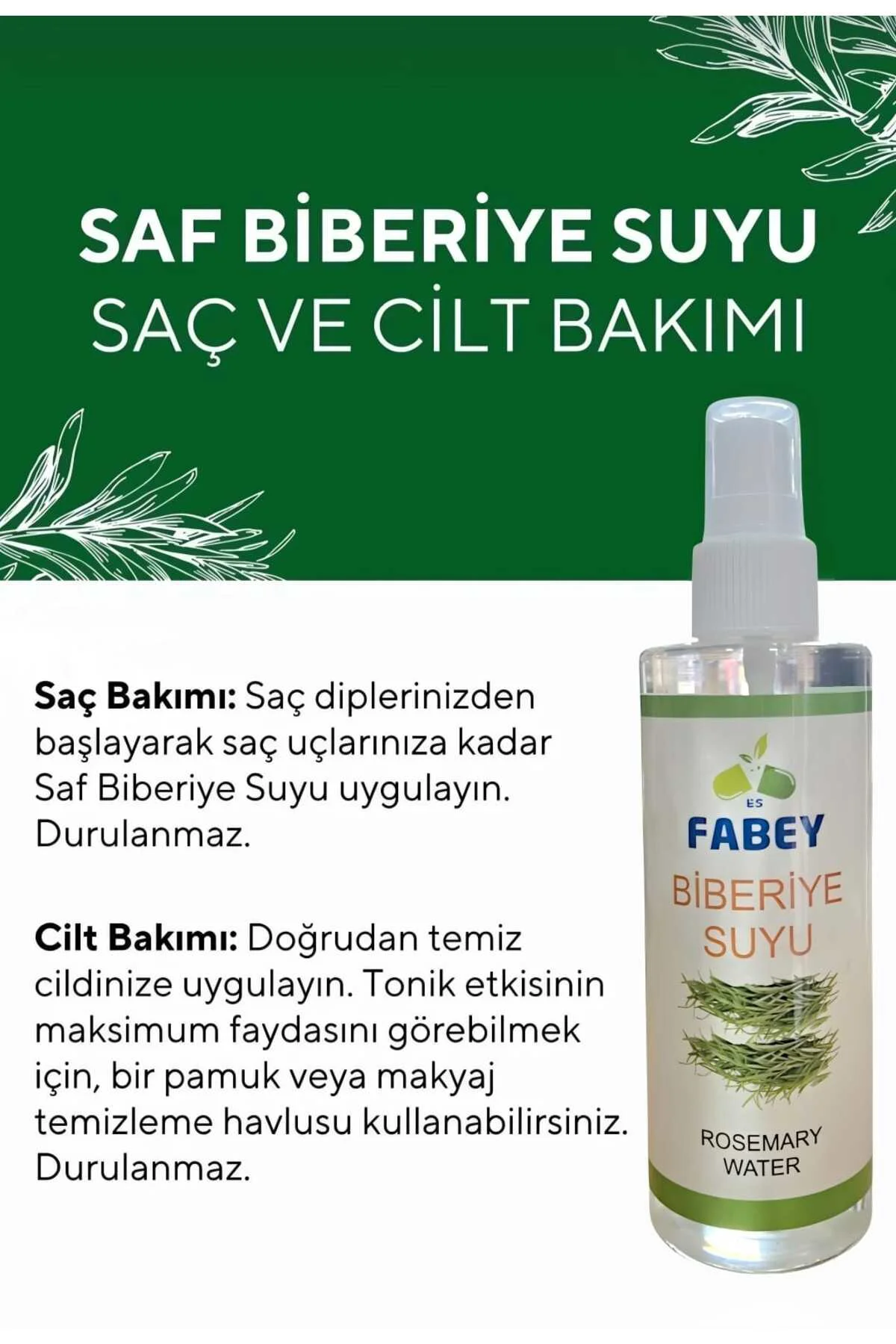 Biberiye Suyu Dökülme Karşıtı Ve Saç Uzamasını Destekleyici Saç T