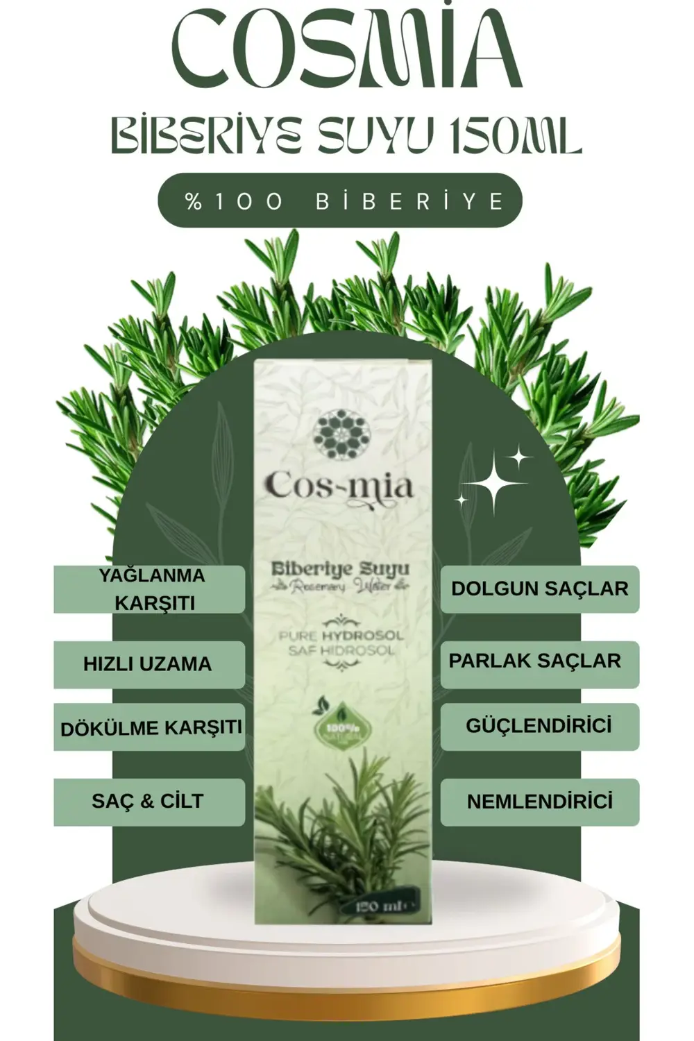 Biberiye Suyu Dökülme Karşıtı ve Saç Uzamasını Destekleyici Saç T