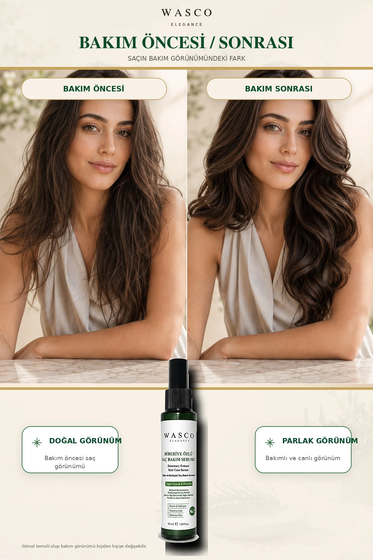 Biberiyeli Saç Bakım Serumu 50 ml | Biberiye, Kafein, Biotin ve Kolajen İçeren Besleyici Saç & Saç Derisi Bakımı