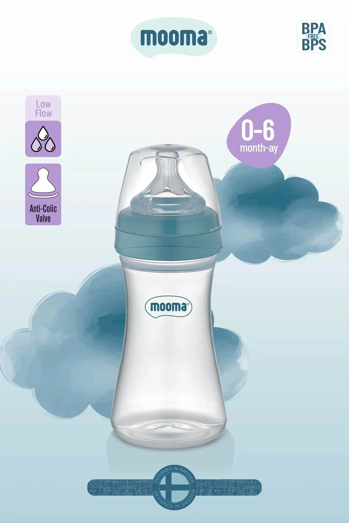 Biberon Anti Kolik Biberon 250 ml Kapaklı Biberon 0 - 6 Ay (Yavaş